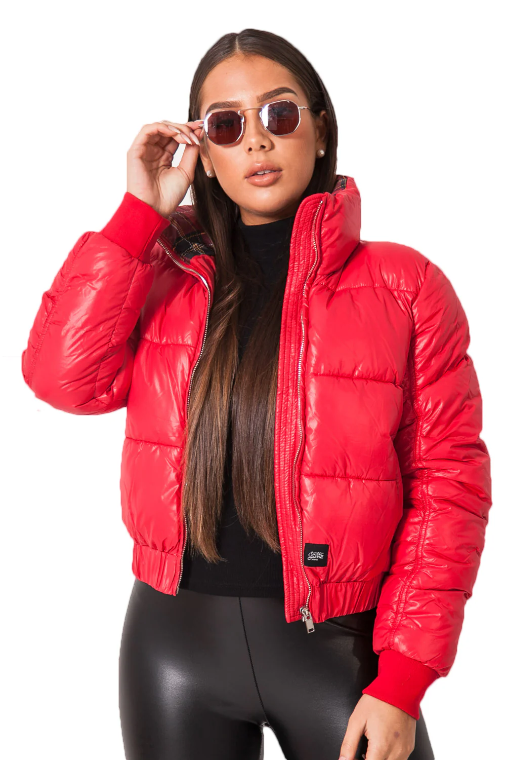 Doudoune brillante compacte rouge