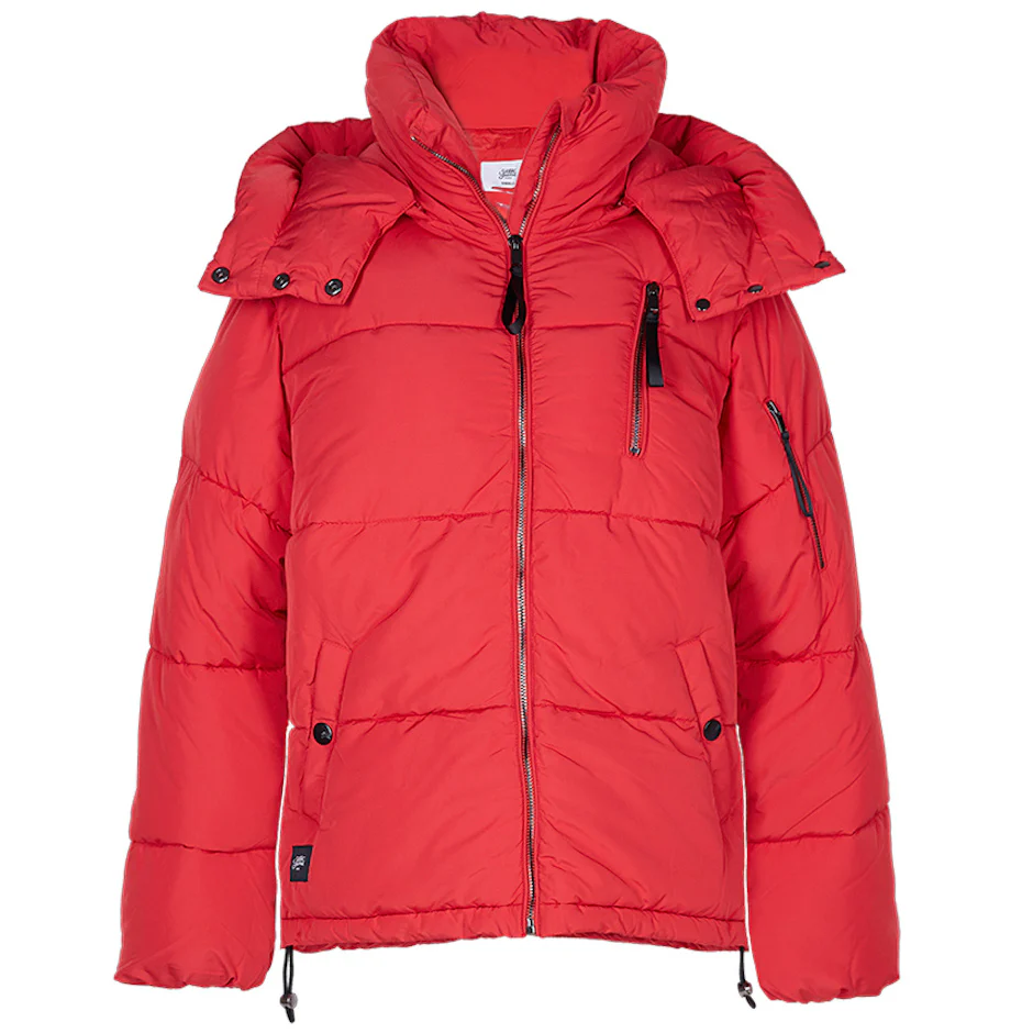 Doudoune courte capuche rouge