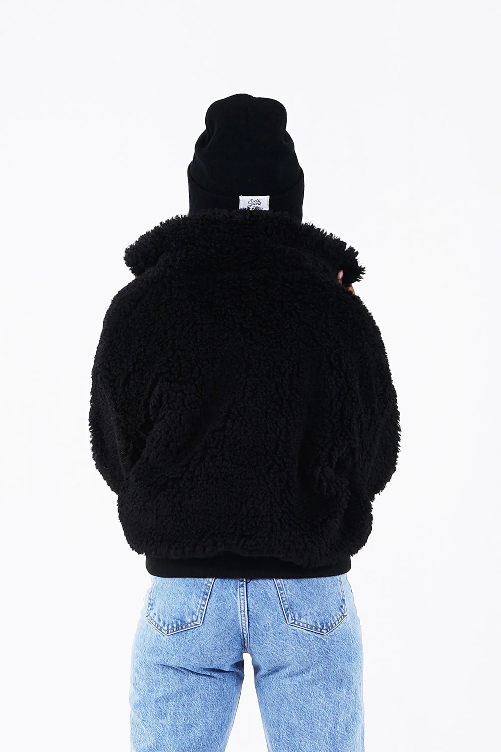 Veste peau mouton courte Noir - Image 5