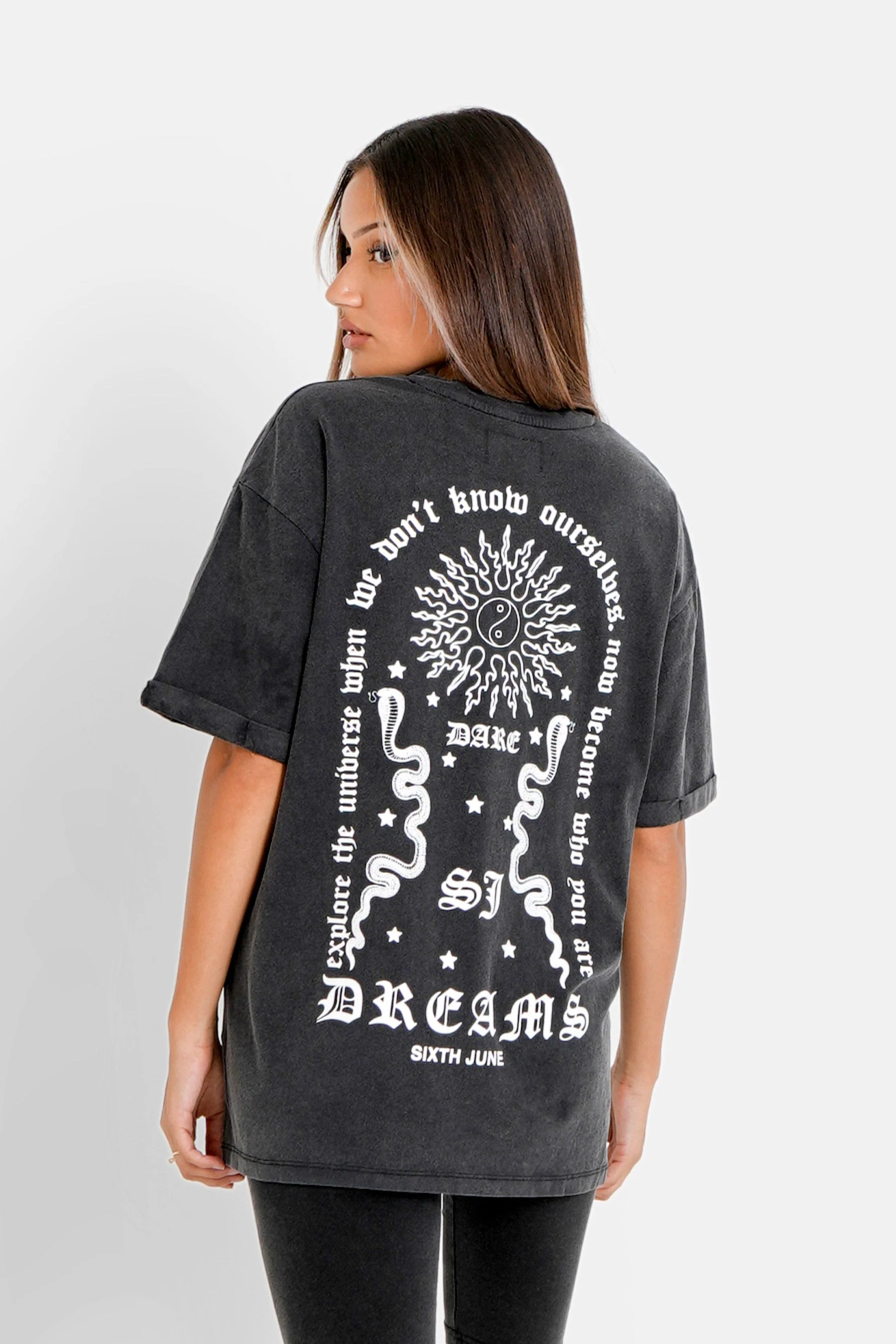 T-shirt dos imprimé Gris