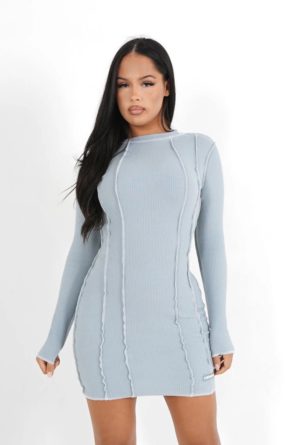 Robe couture surfilée Bleu