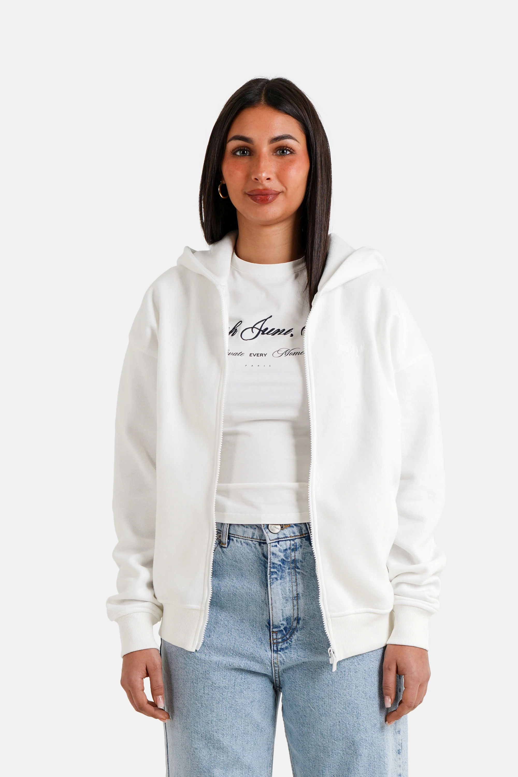 Sweatshirt zip elevate Blanc