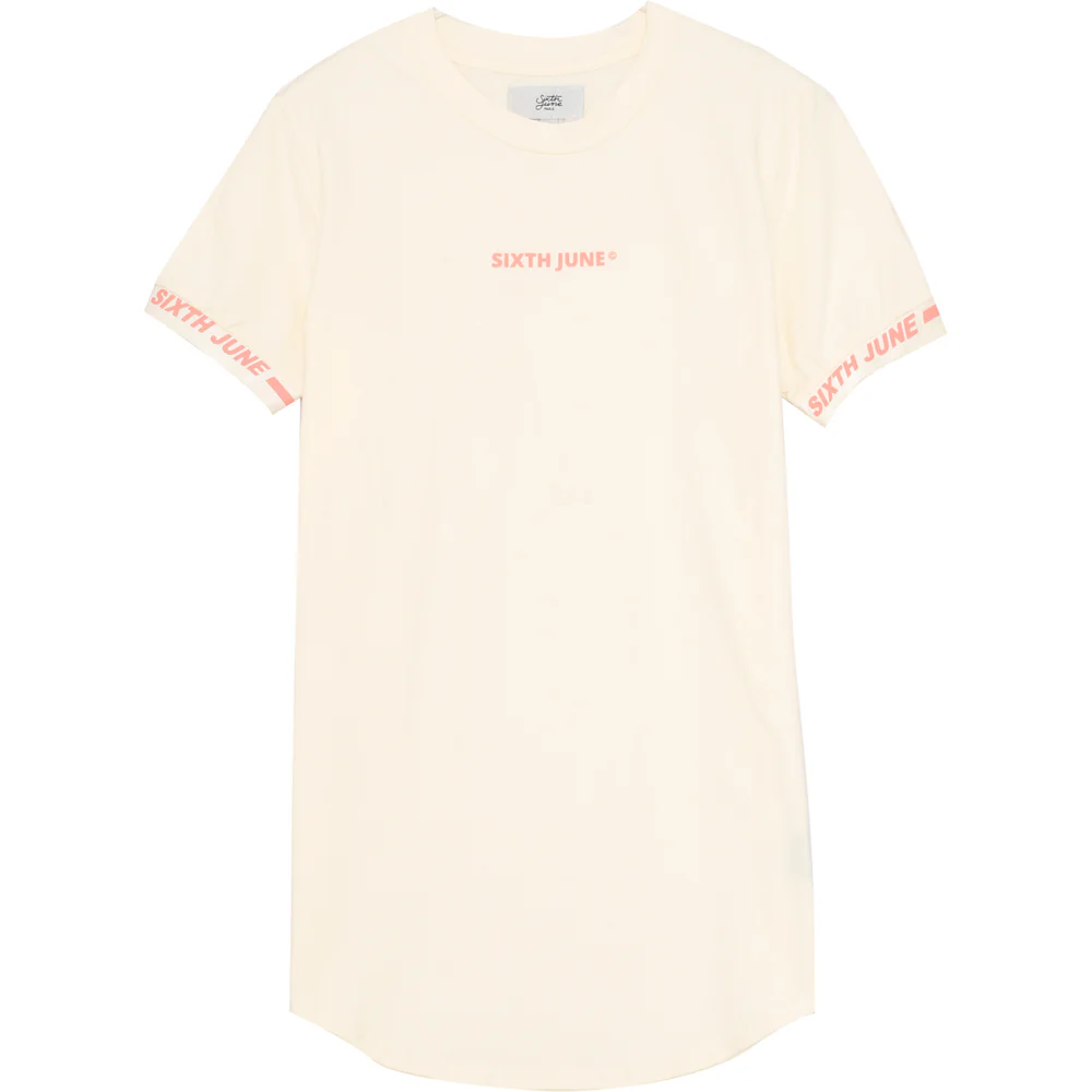 T-shirt logo coton manche beige