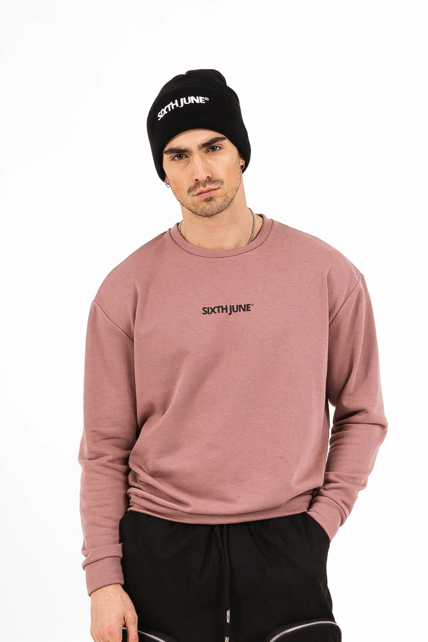 Sweatshirt logo coton Rose foncé