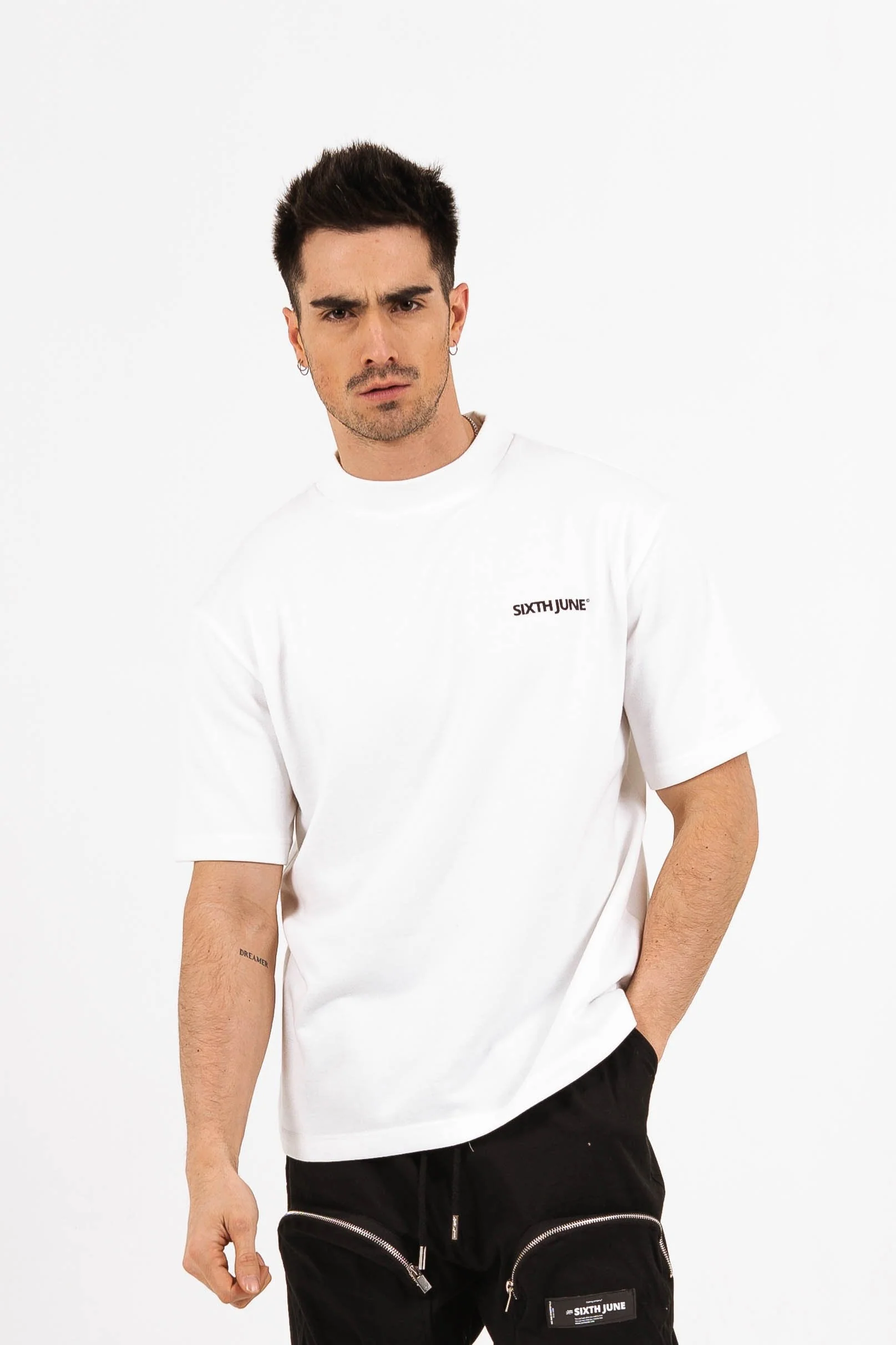 Sweatshirt manches courtes logo blanc