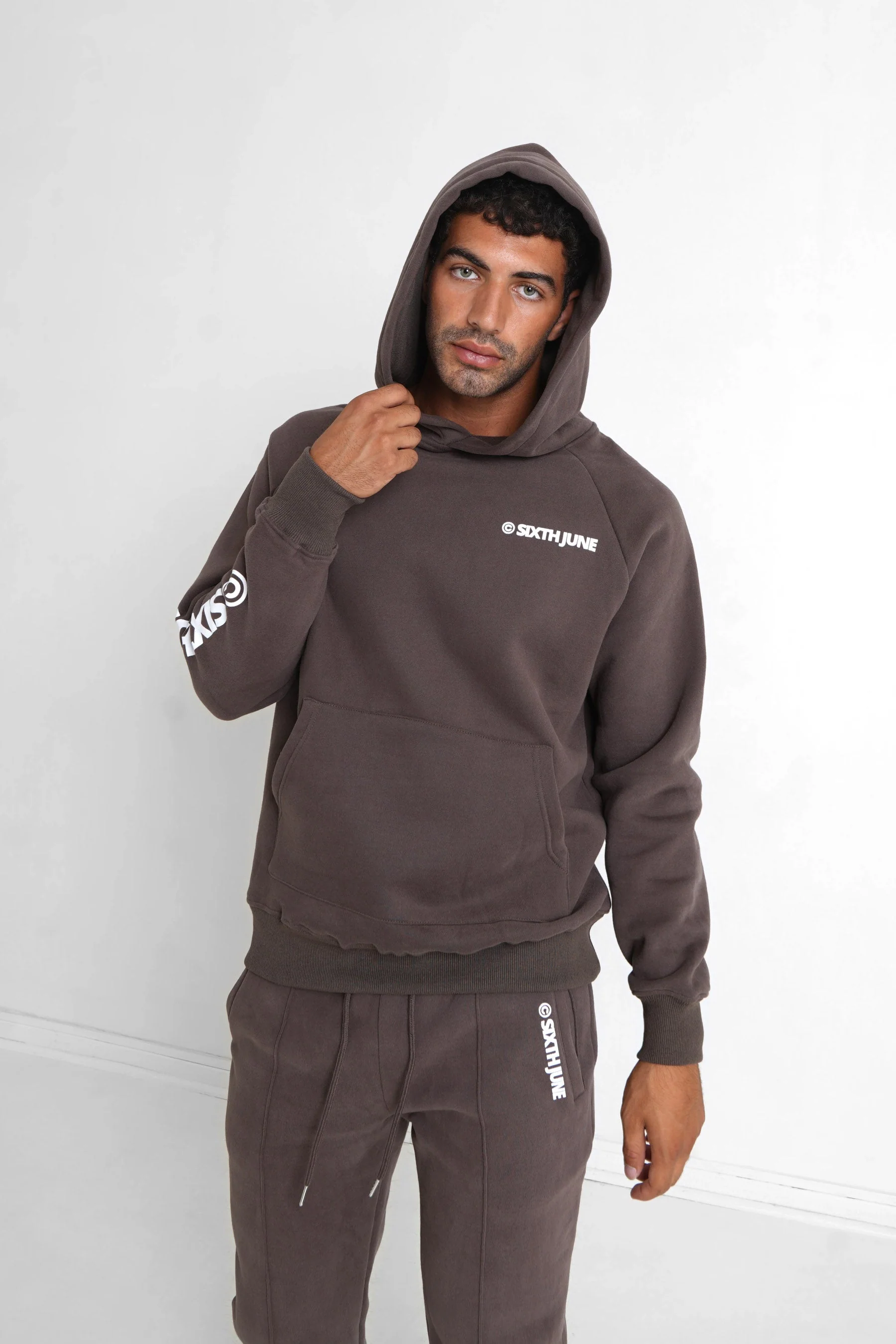Sweat capuche molletonné Marron
