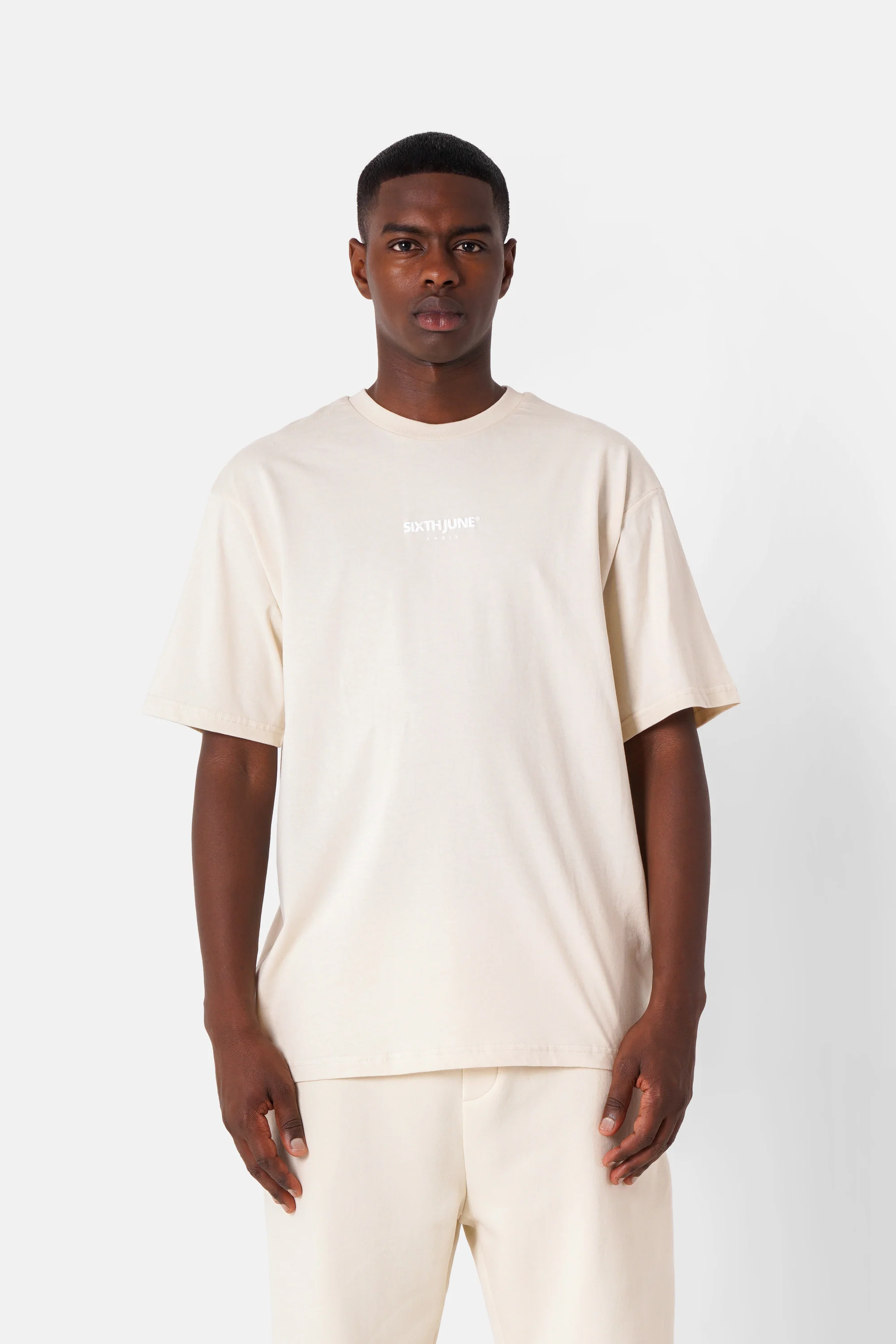 T-shirt essentiel print logo Beige clair