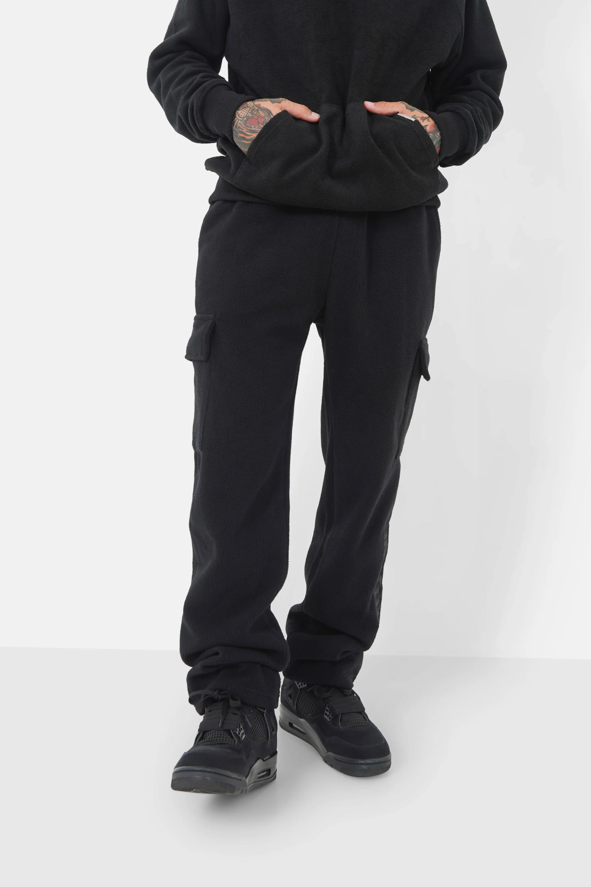 Pantalon polaire logo patch Noir
