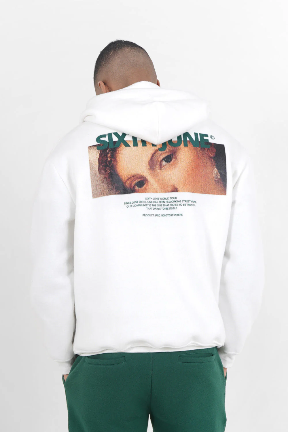Sweatshirt capuche regard imprimé Blanc