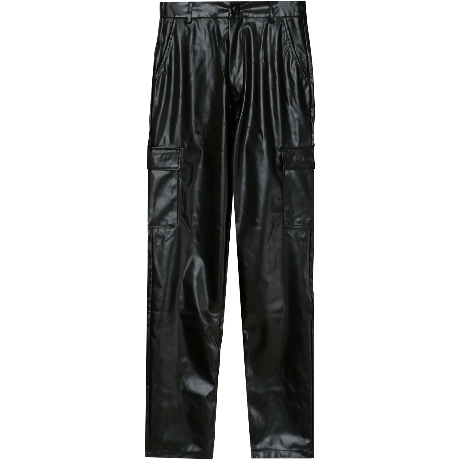 Pantalon cargo droit simili cuir Noir - Image 6