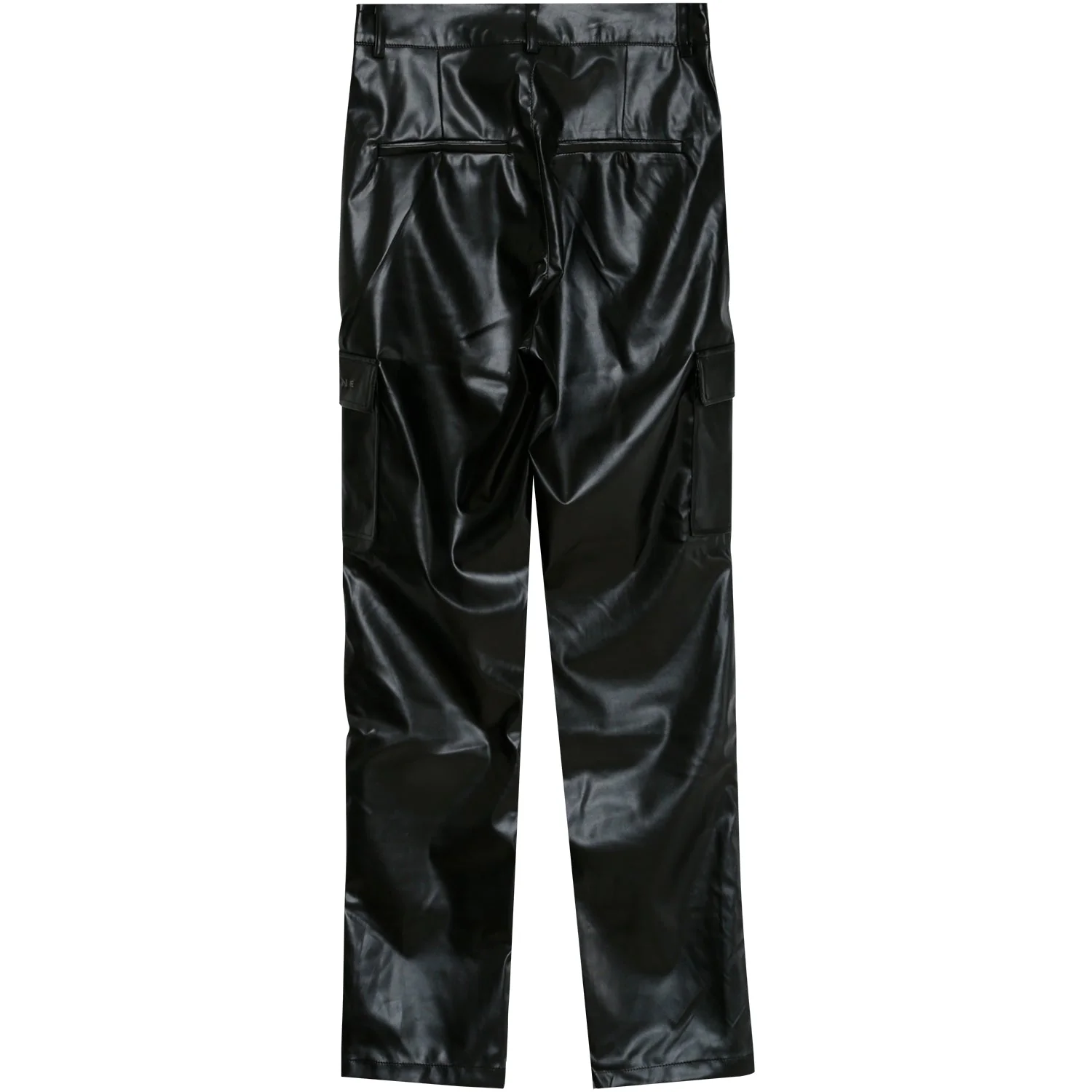 Pantalon cargo droit simili cuir Noir - Image 7