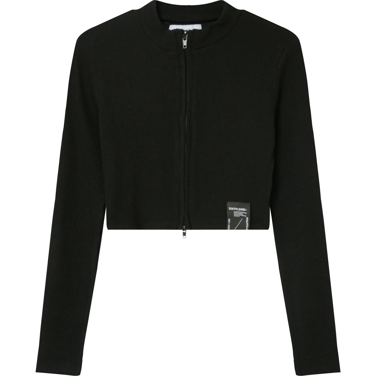 Top côtelé zippé Noir - Image 6