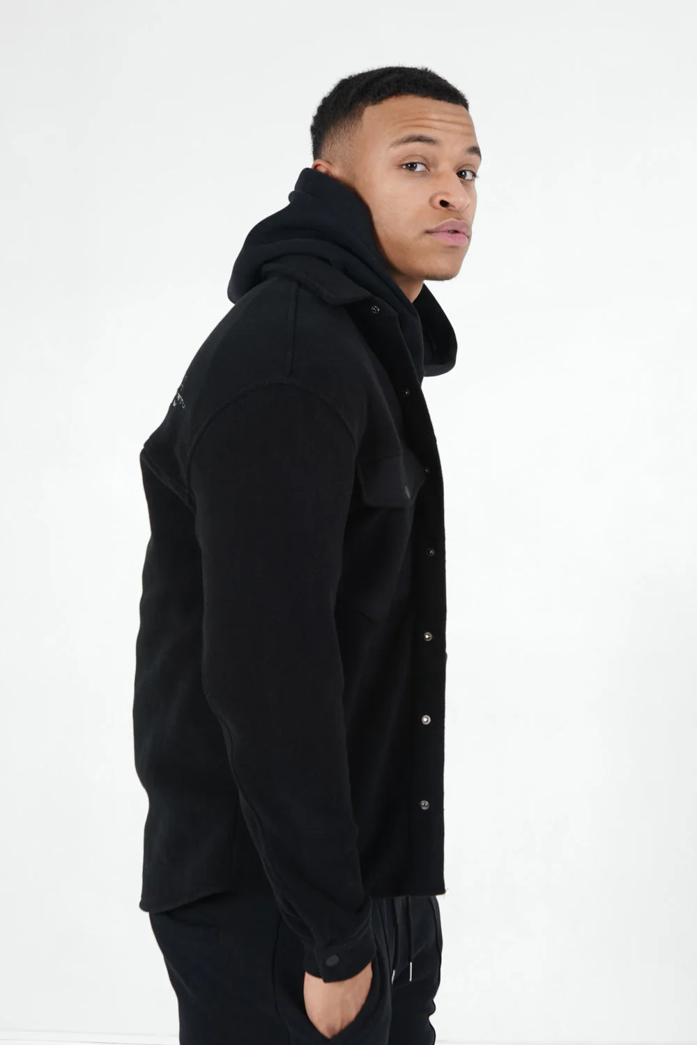 Chemise polaire logo arrière brodé Noir - Image 4