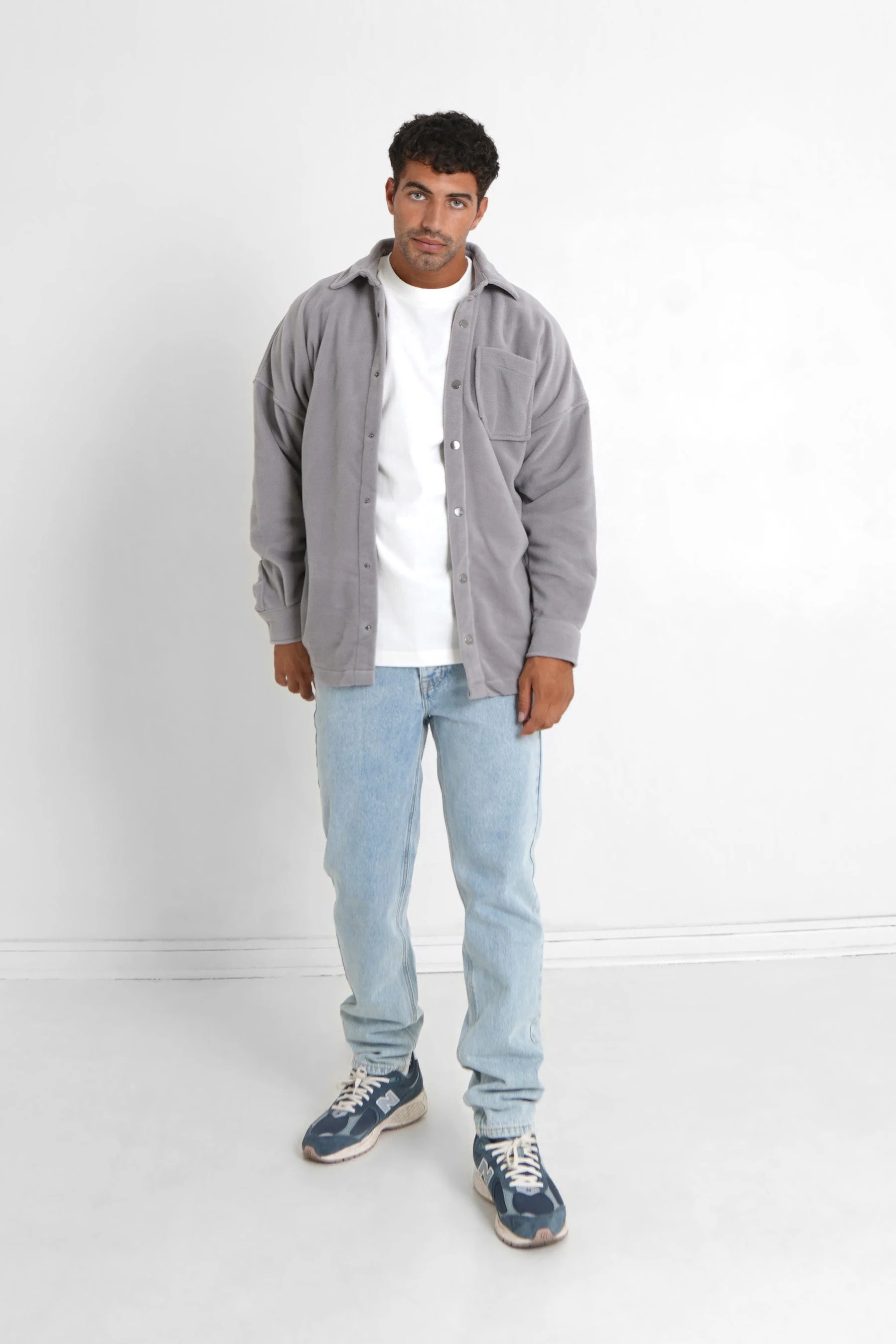 Chemise polaire patch curly Gris clair - Image 2