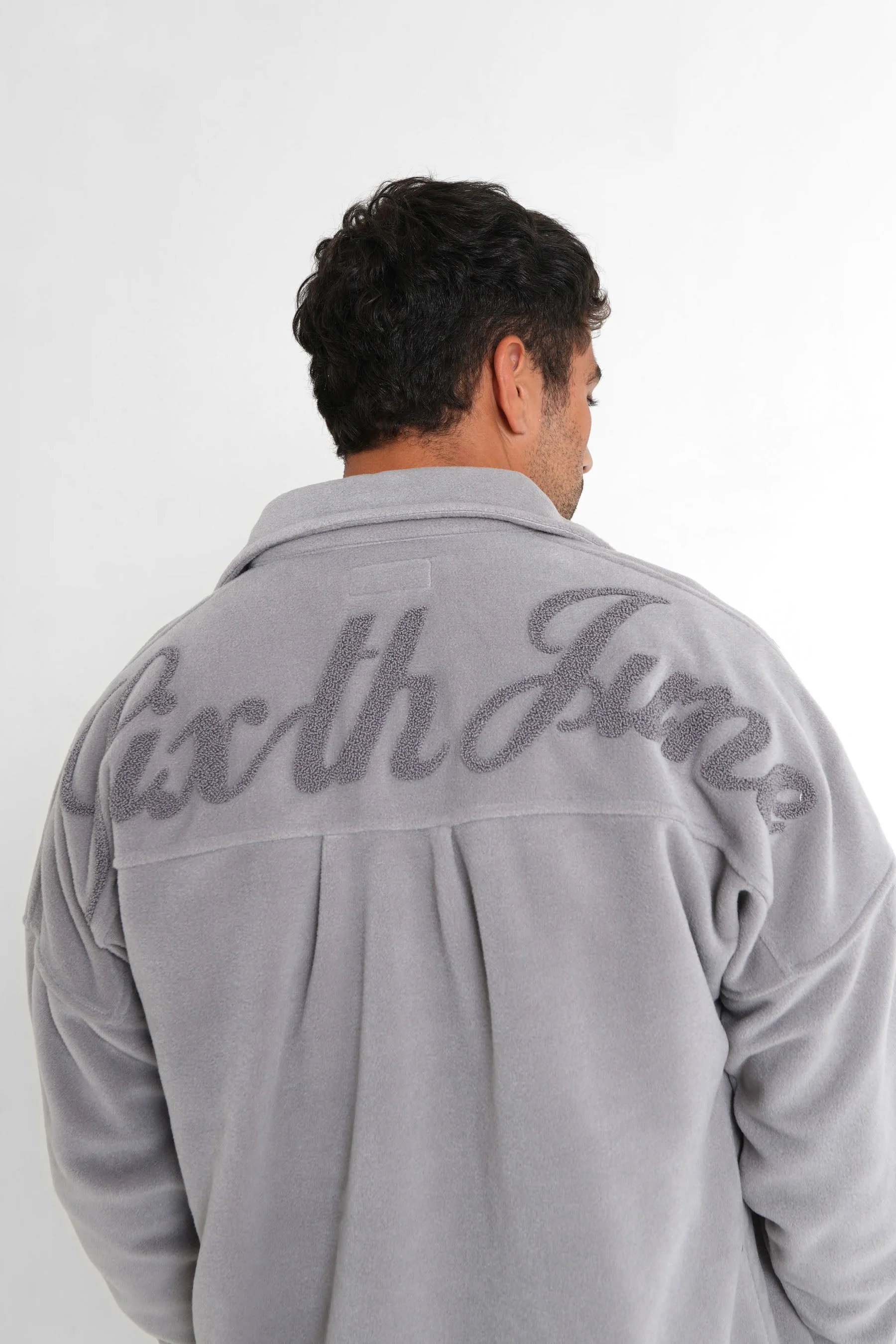 Chemise polaire patch curly Gris clair - Image 3