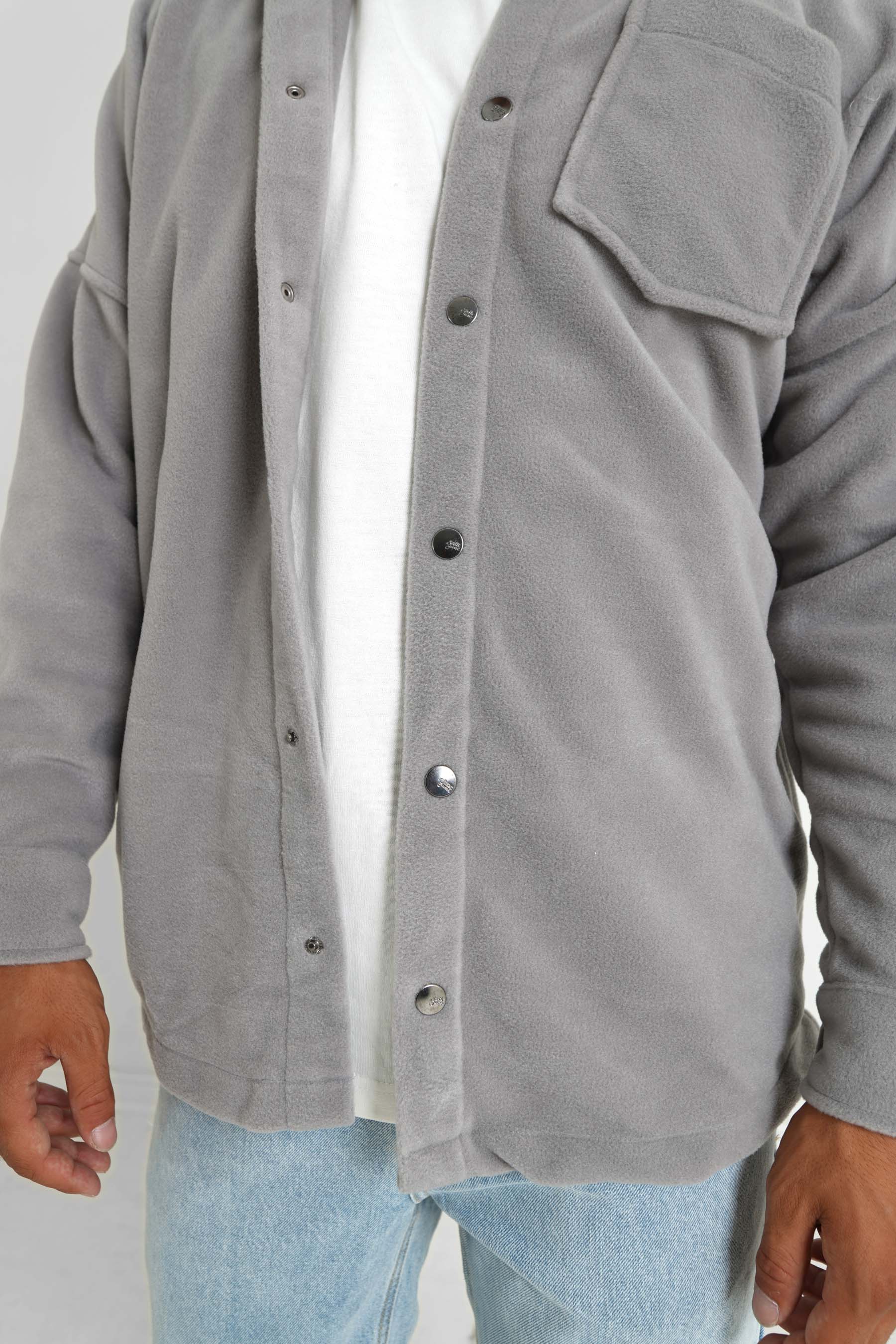 Chemise polaire patch curly Gris clair - Image 4