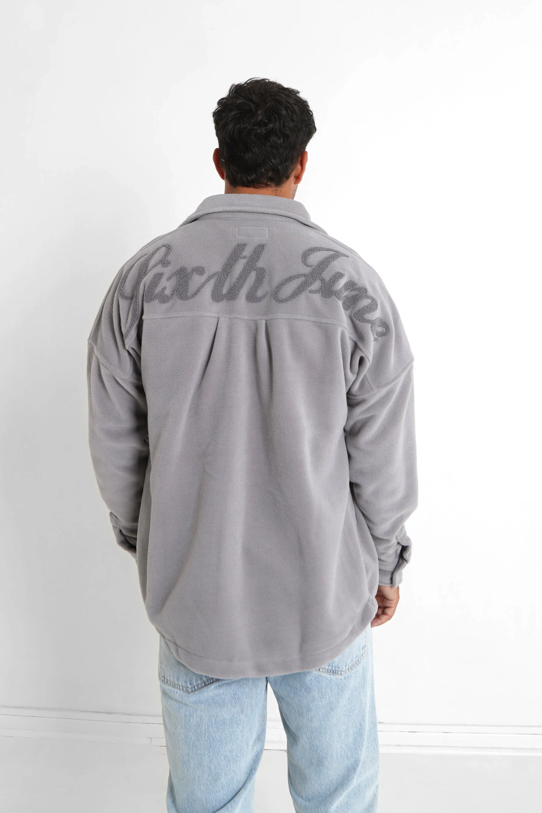 Chemise polaire patch curly Gris clair - Image 5