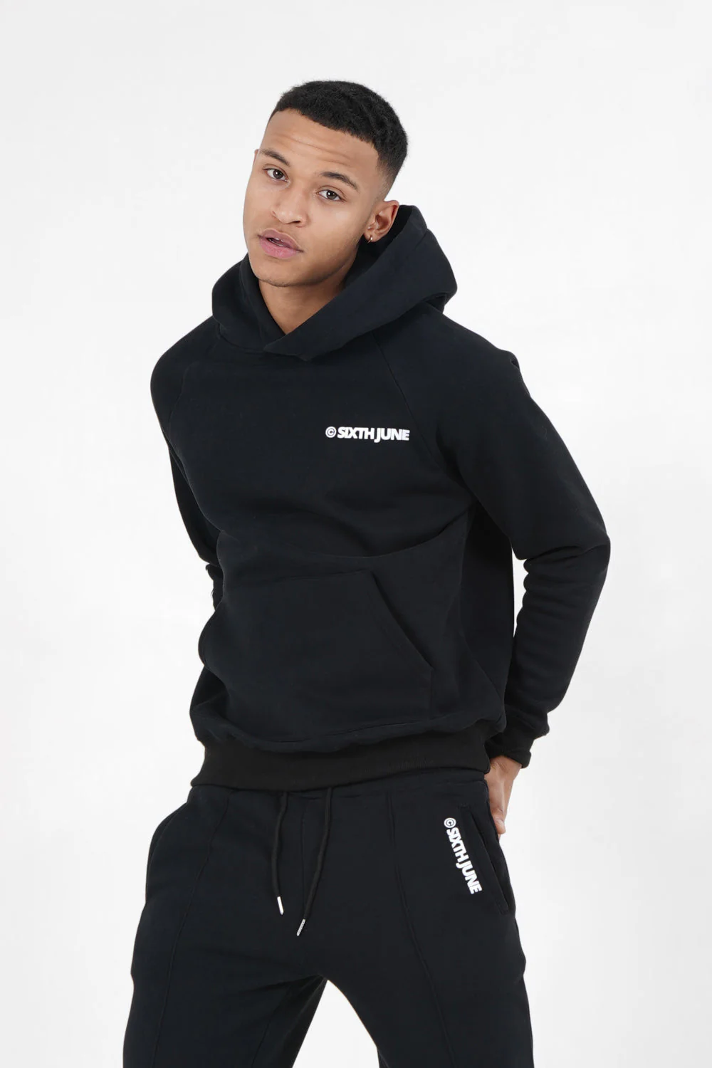 Sweat capuche molletonné logo Noir