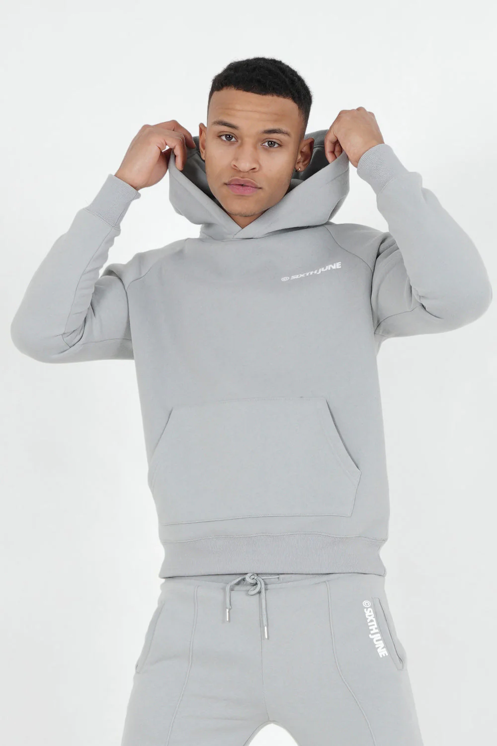 Sweat capuche molletonné logo Gris