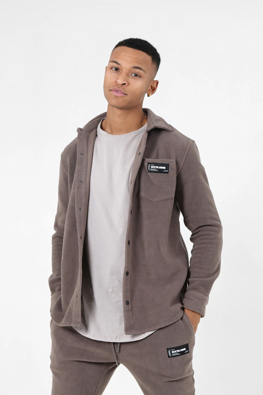 Chemise polaire poche Marron