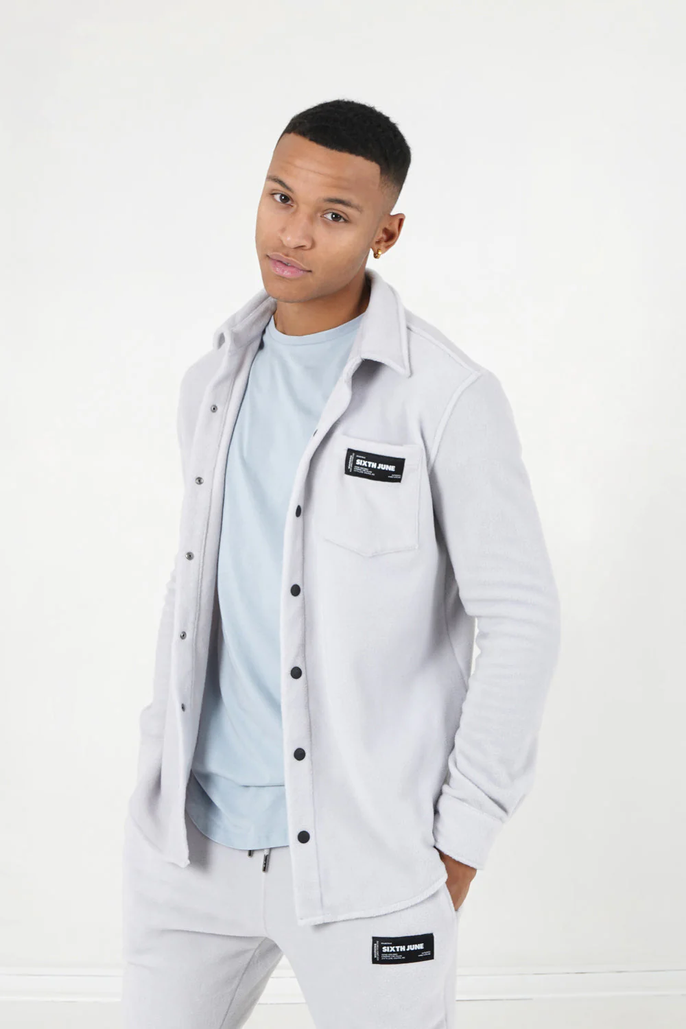 Chemise polaire poche Gris clair