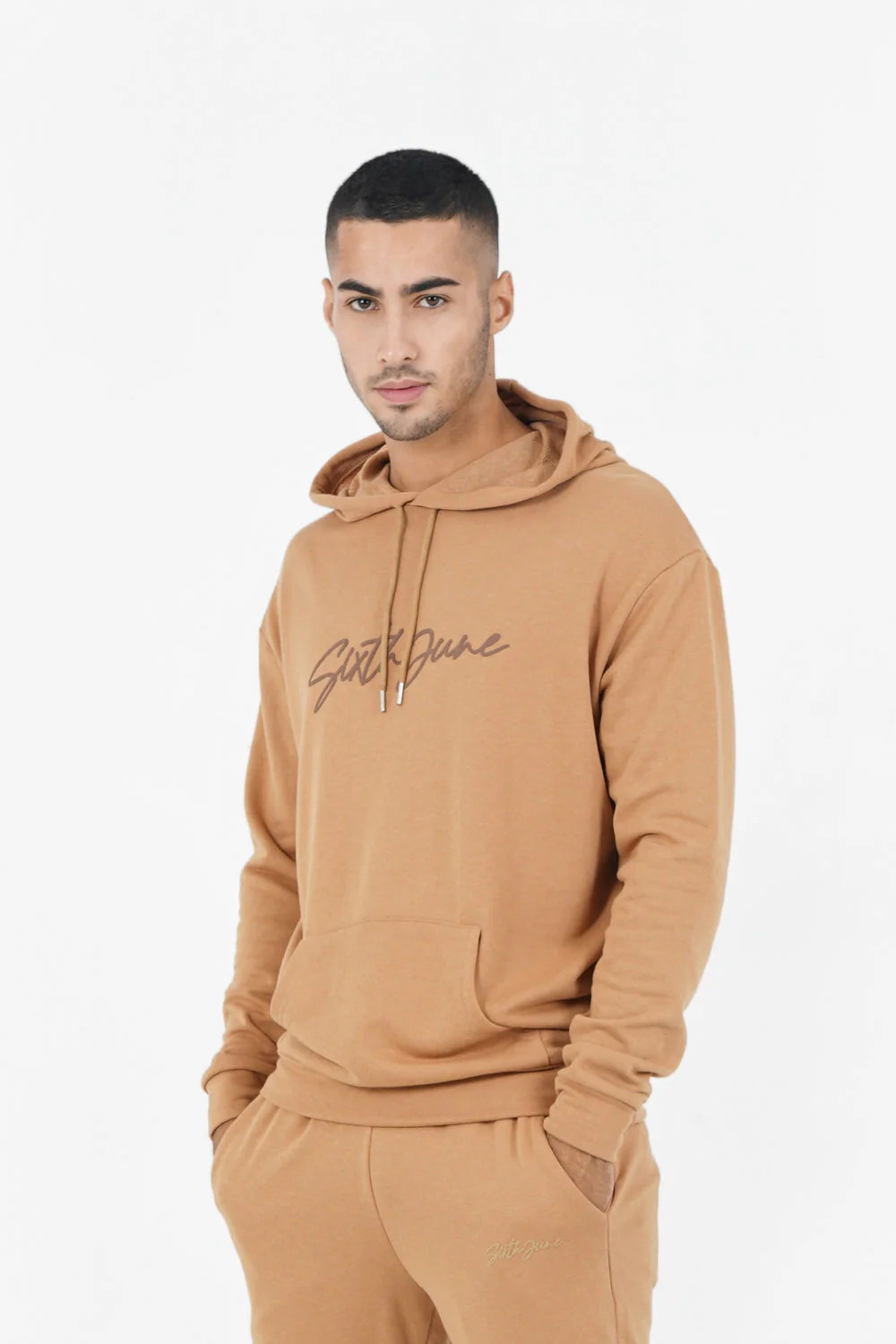Sweat capuche logo signature Marron clair