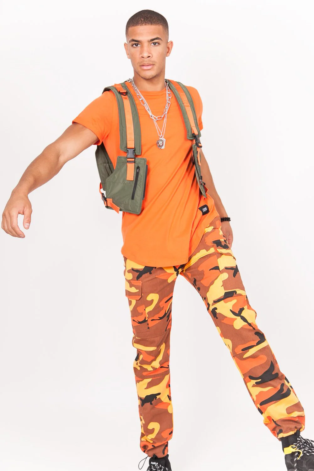 Gilet tactique léger court kaki orange - Image 6