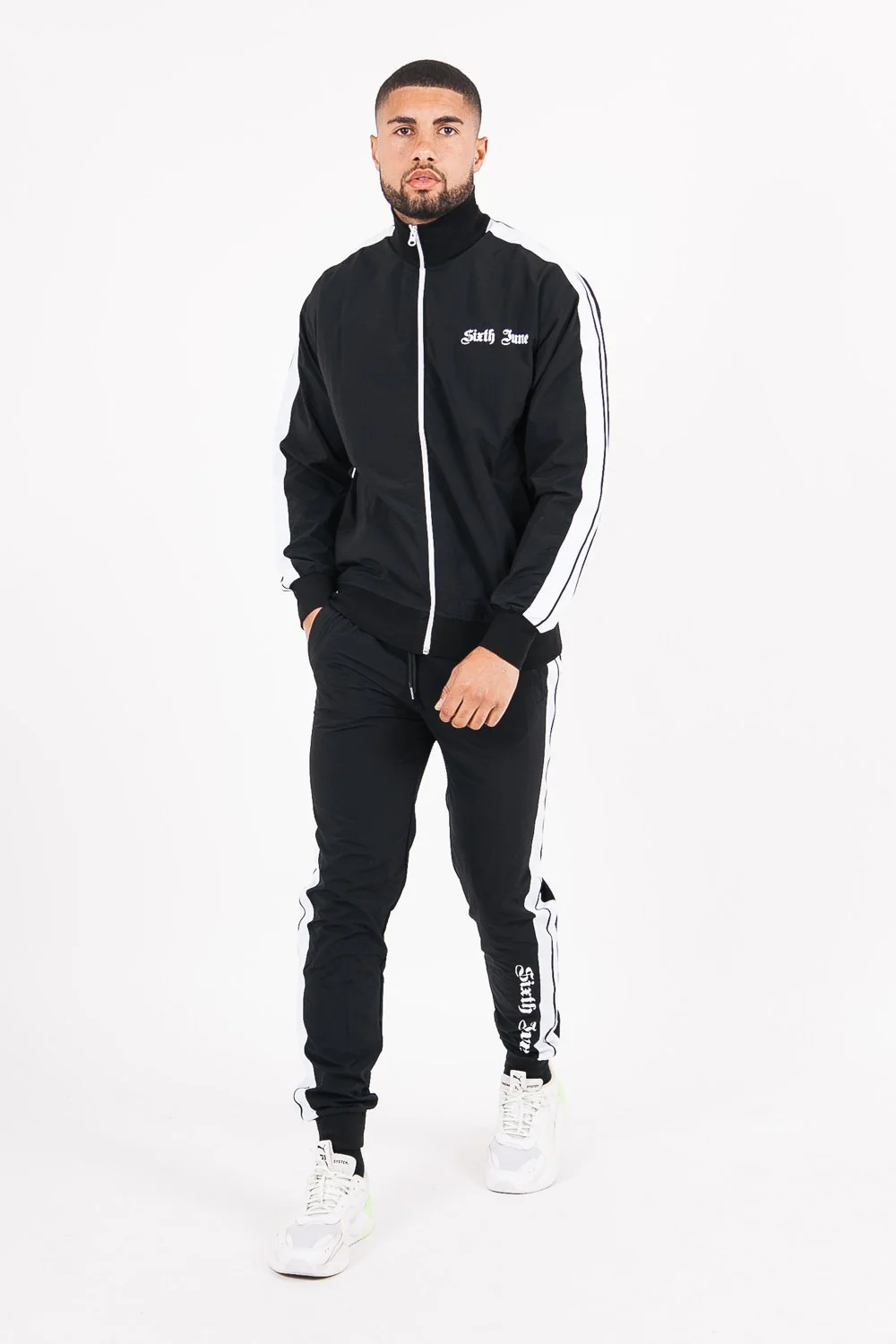 Veste survêtement bandes gothique noir - Image 2