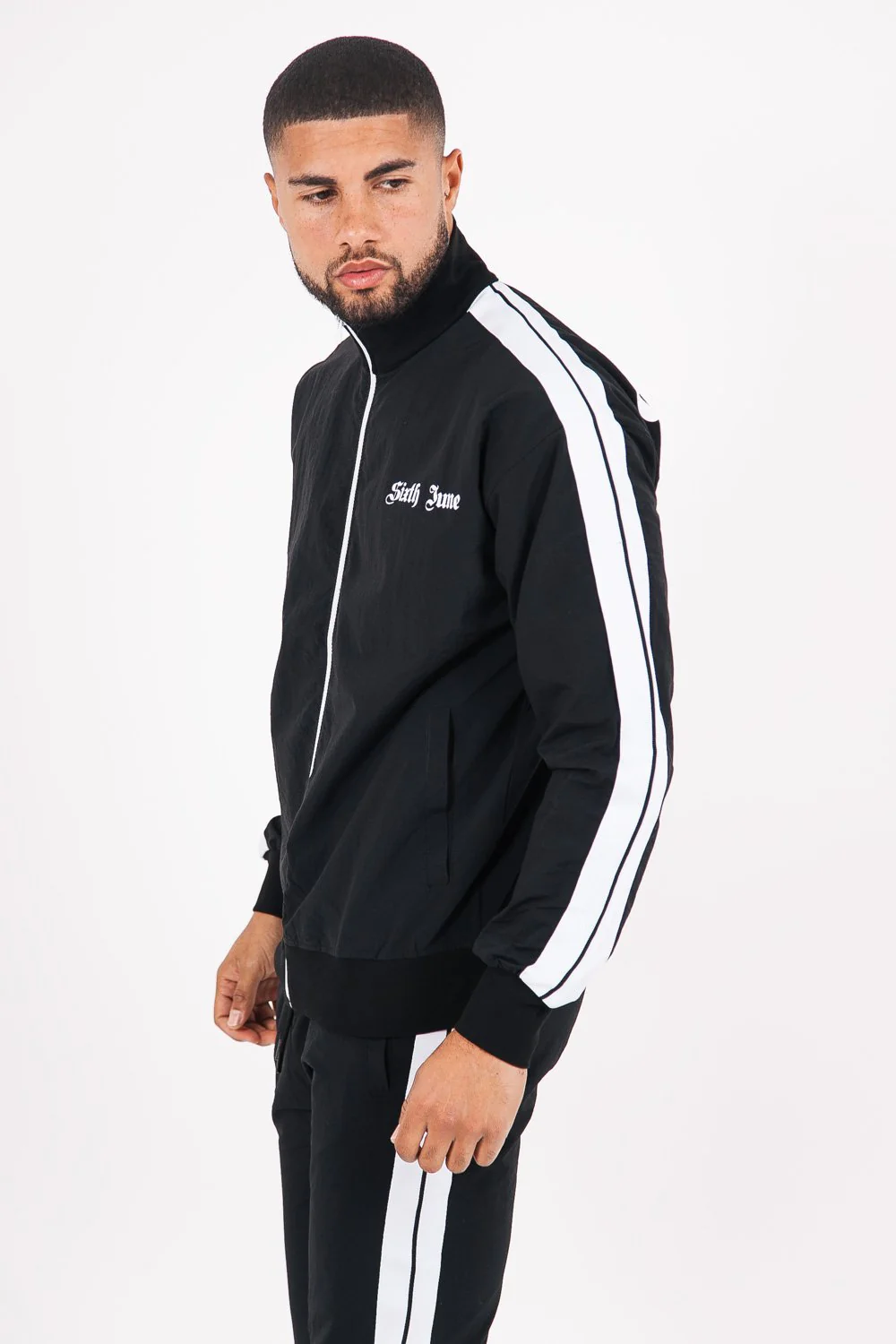 Veste survêtement bandes gothique noir - Image 4