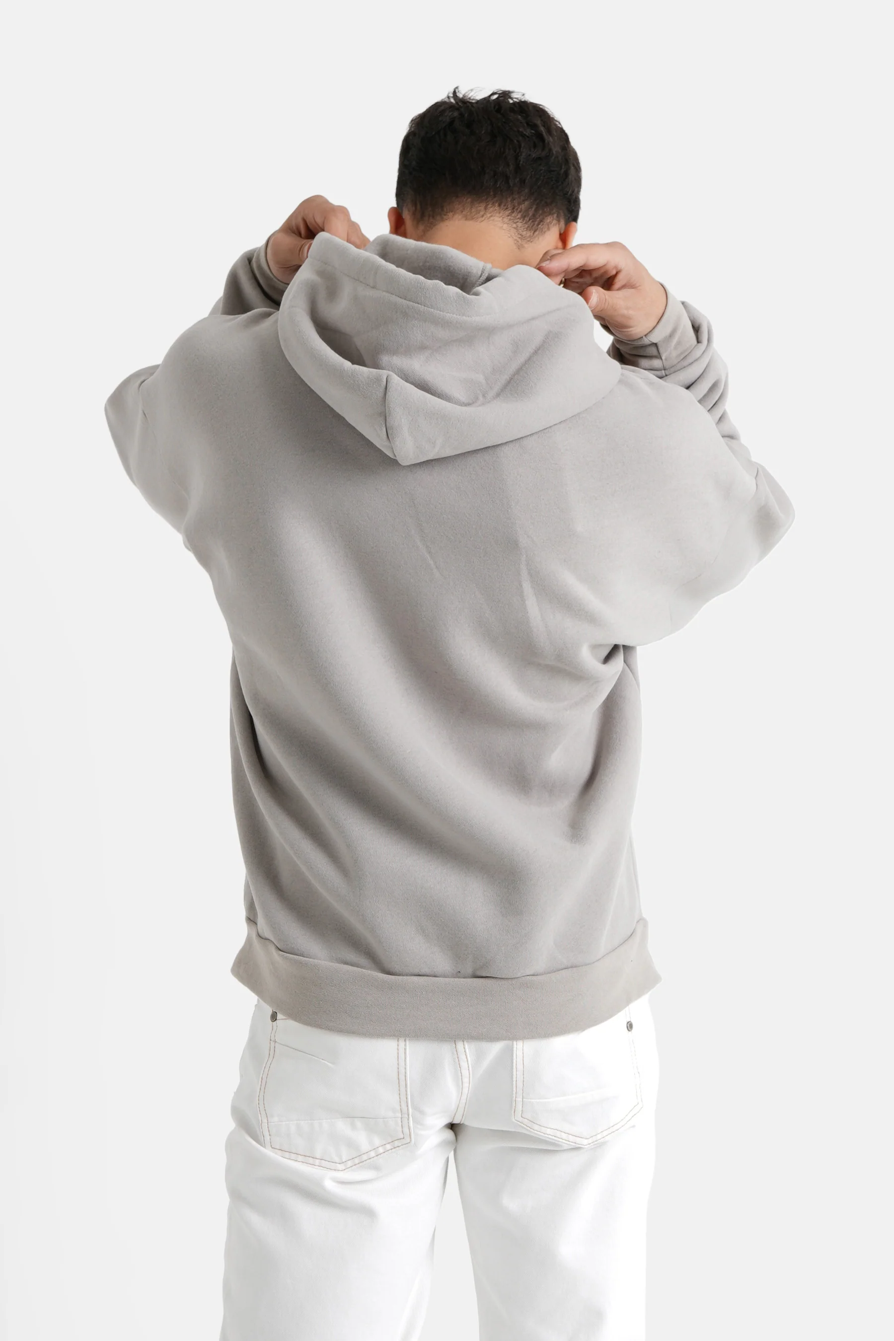 Sweatshirt capuche coeur brodé molletonné Gris - Image 5
