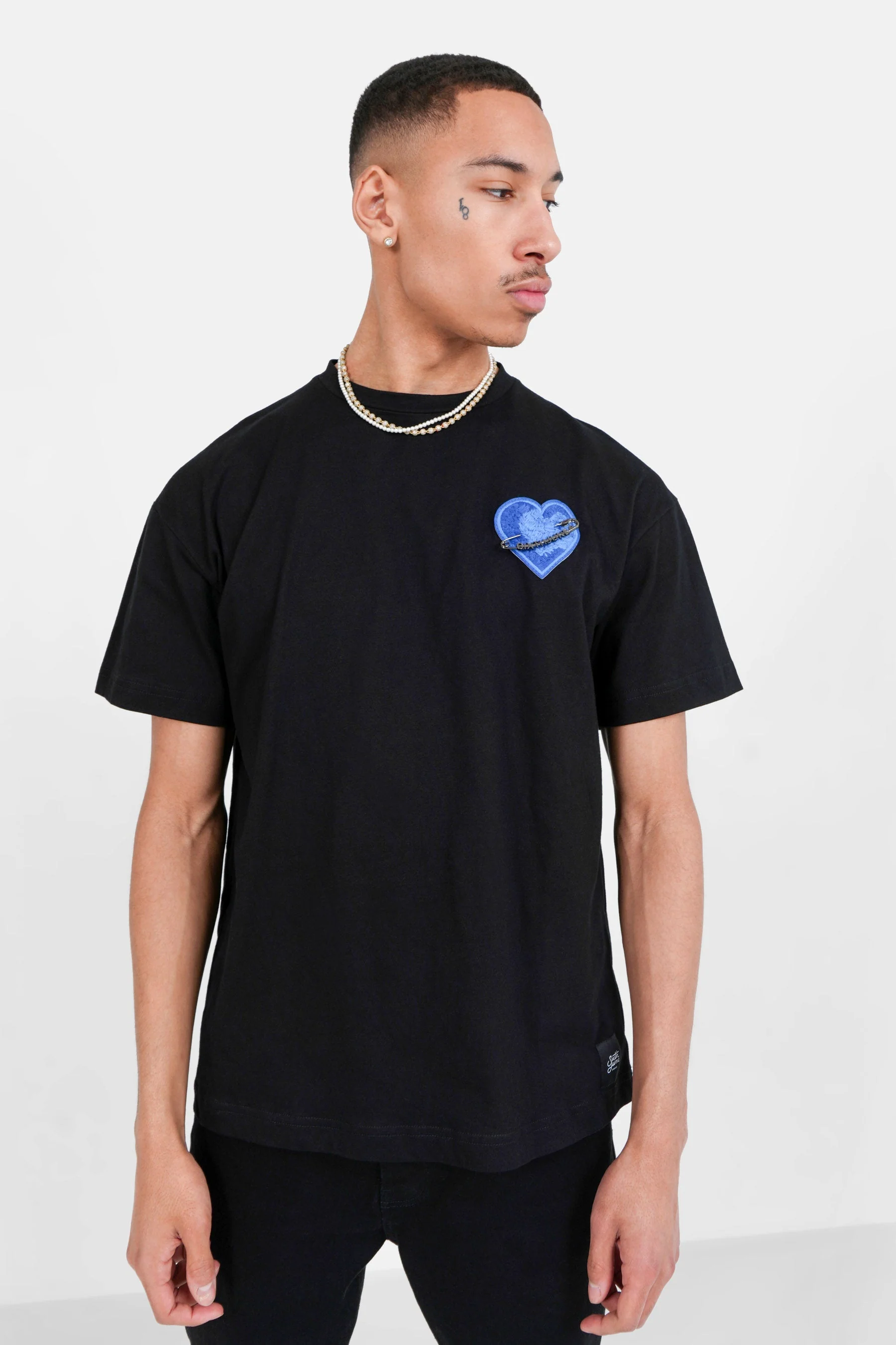 T-shirt coeur brodé Noir