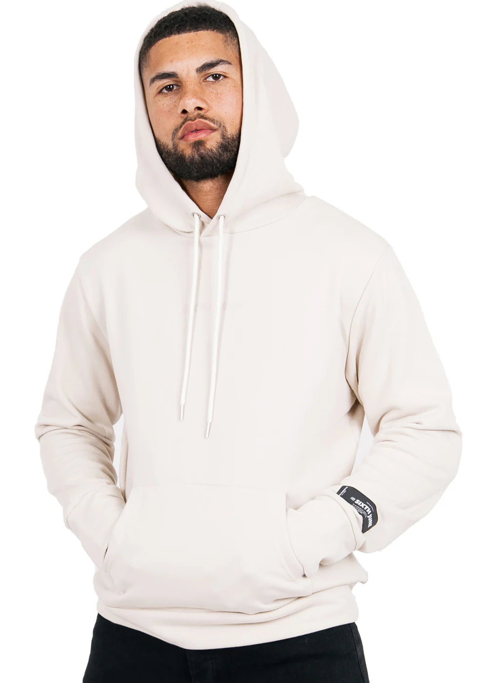 Sweat à capuche basique logo beige