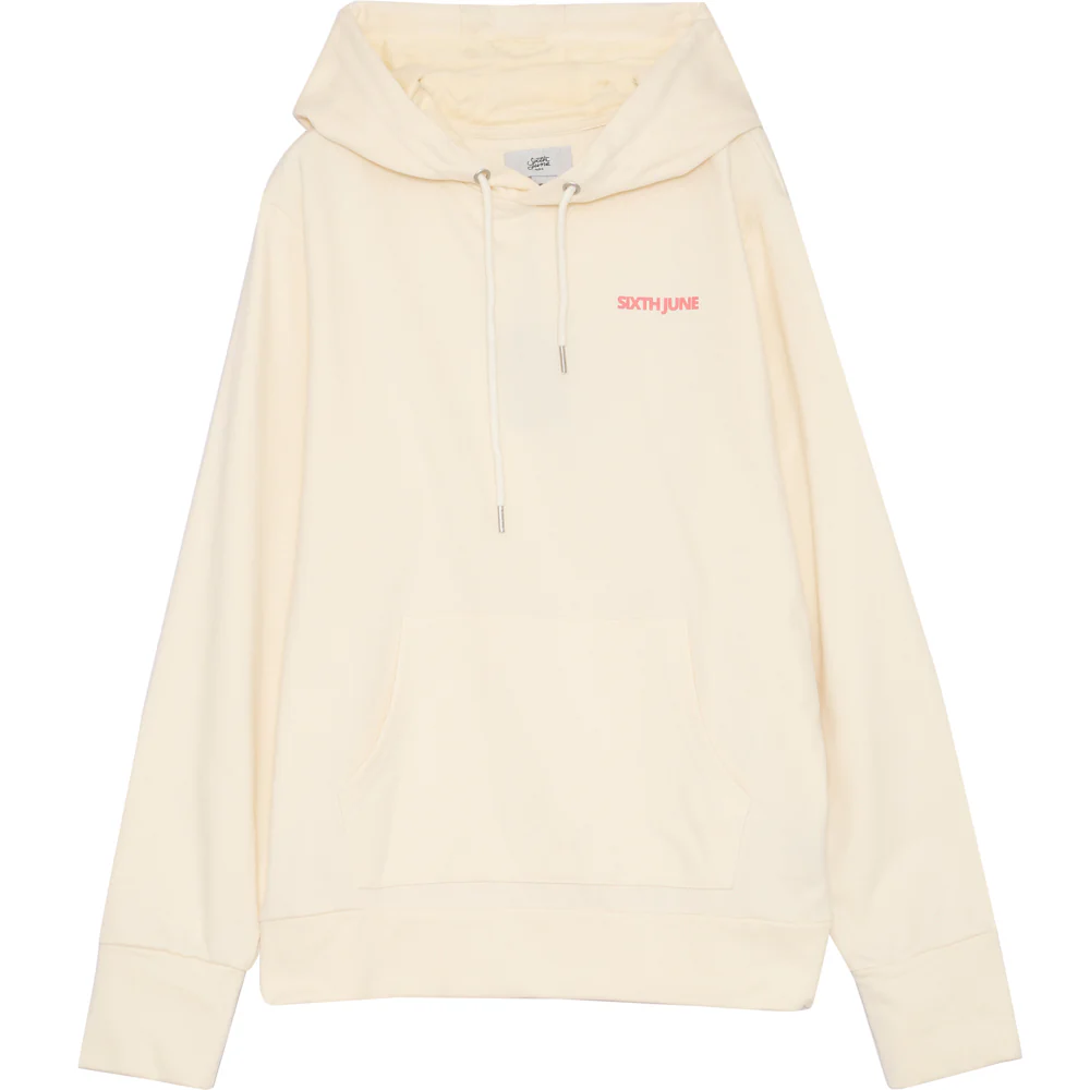 Sweat à capuche imprimé bande logo jaune clair