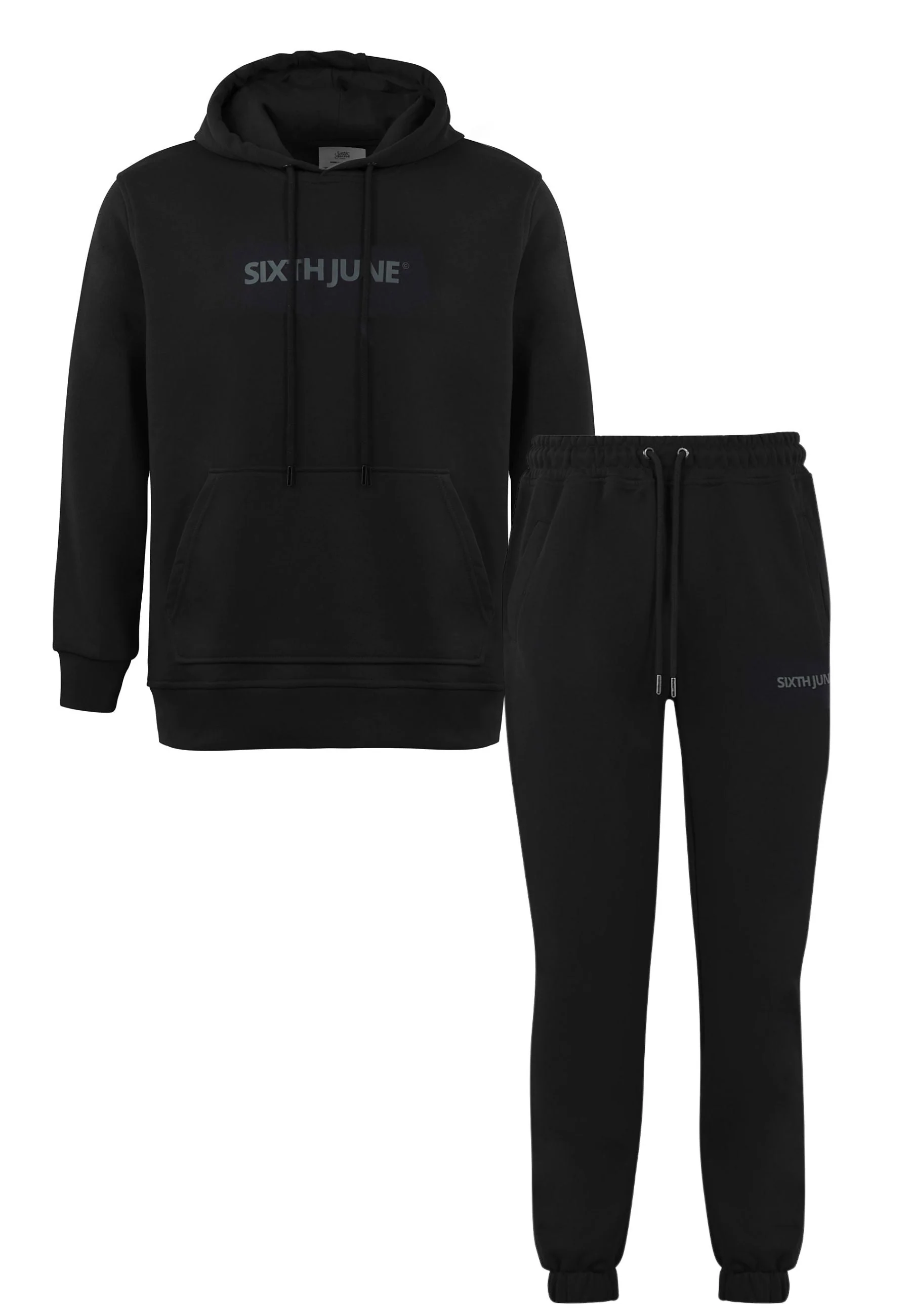 Jogging + sweat capuche logo gommé Noir