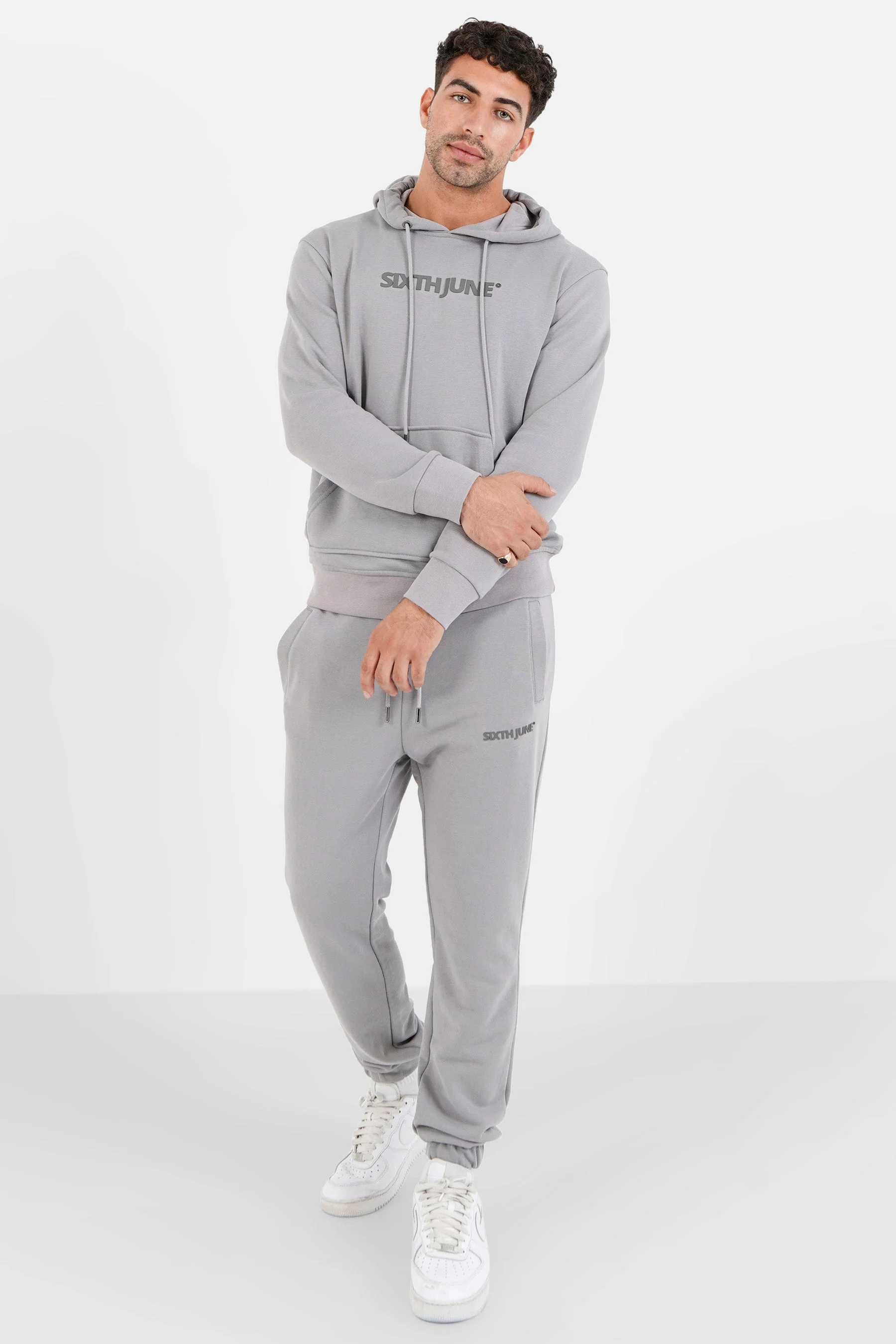 Jogging + sweat capuche logo gommé Gris foncé - Image 2