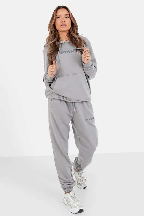 Jogging + sweat capuche logo gommé Gris foncé - Image 6
