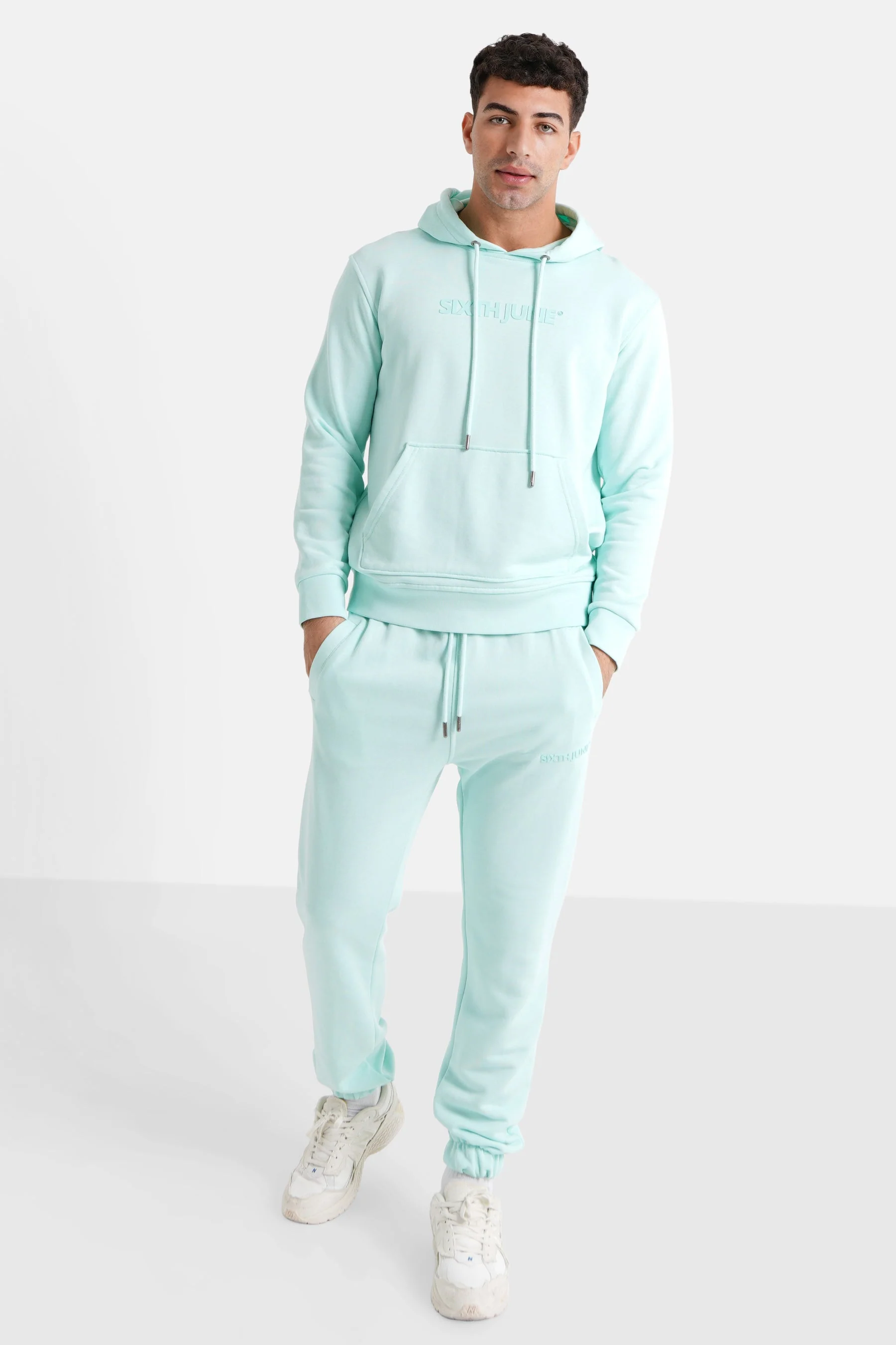 Jogging + sweat capuche logo gommé Vert clair - Image 2