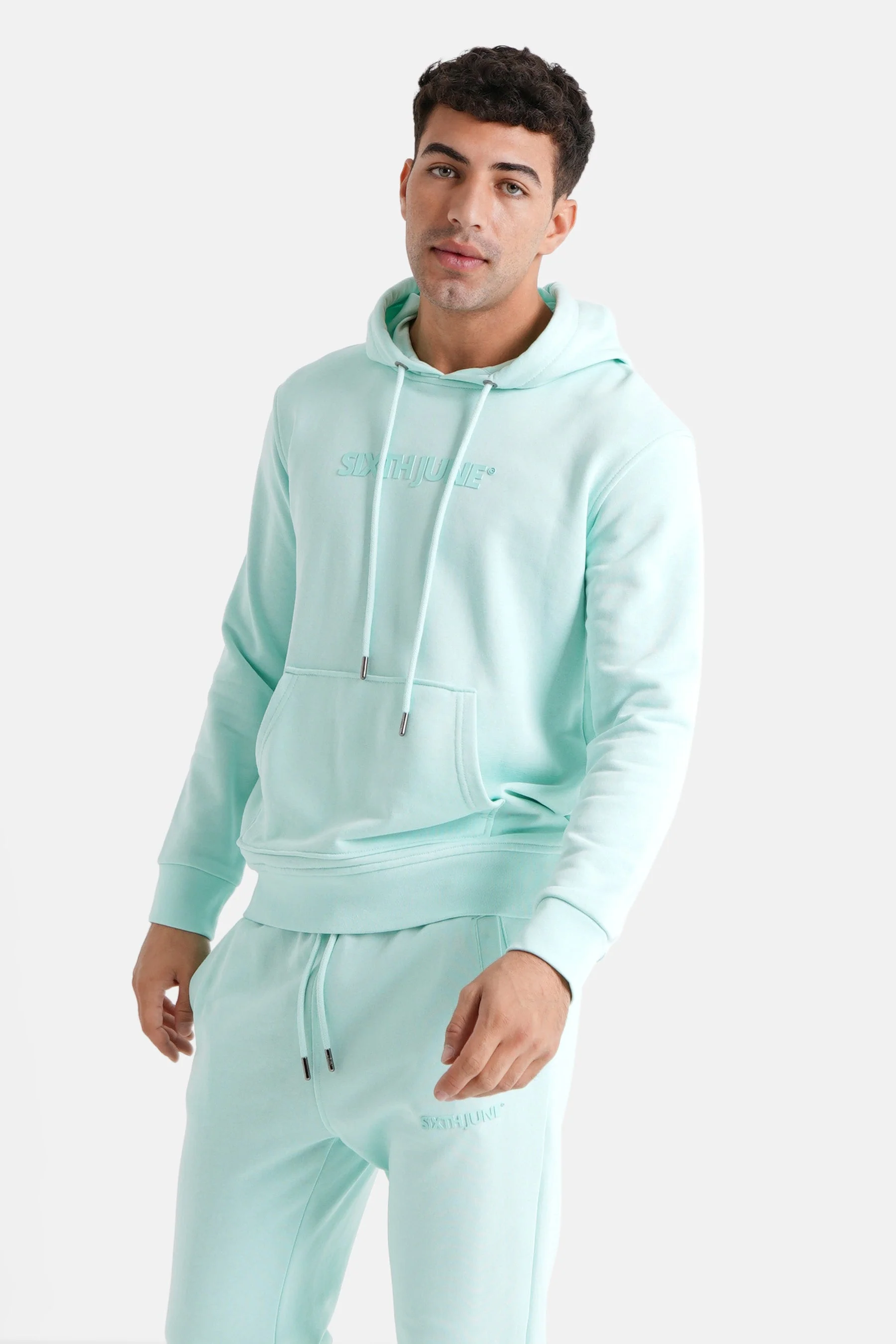 Jogging + sweat capuche logo gommé Vert clair - Image 3