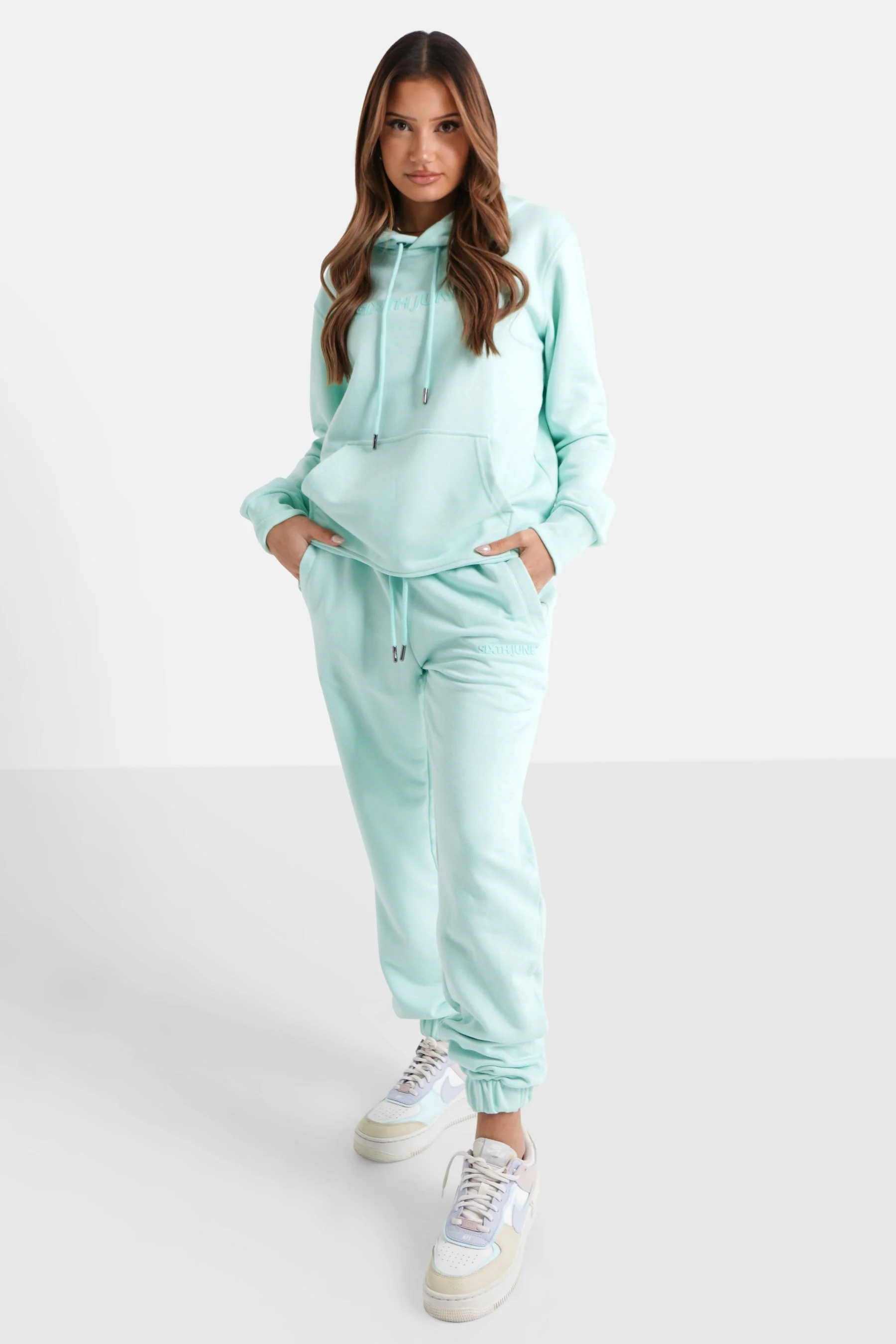Jogging + sweat capuche logo gommé Vert clair - Image 6