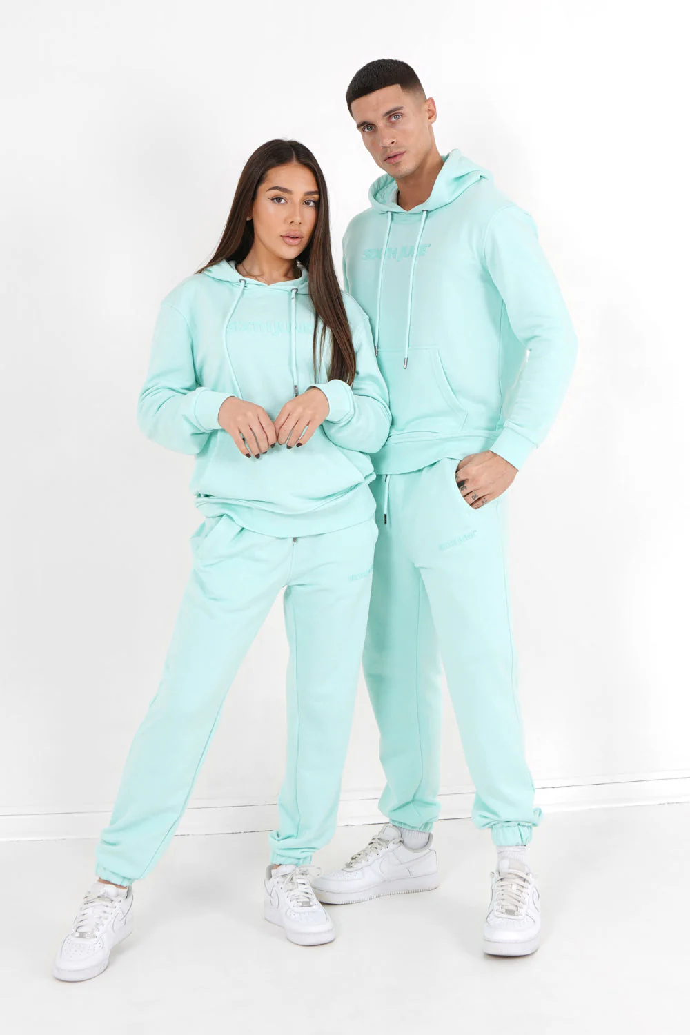 Jogging + sweat capuche logo gommé Vert clair - Image 7