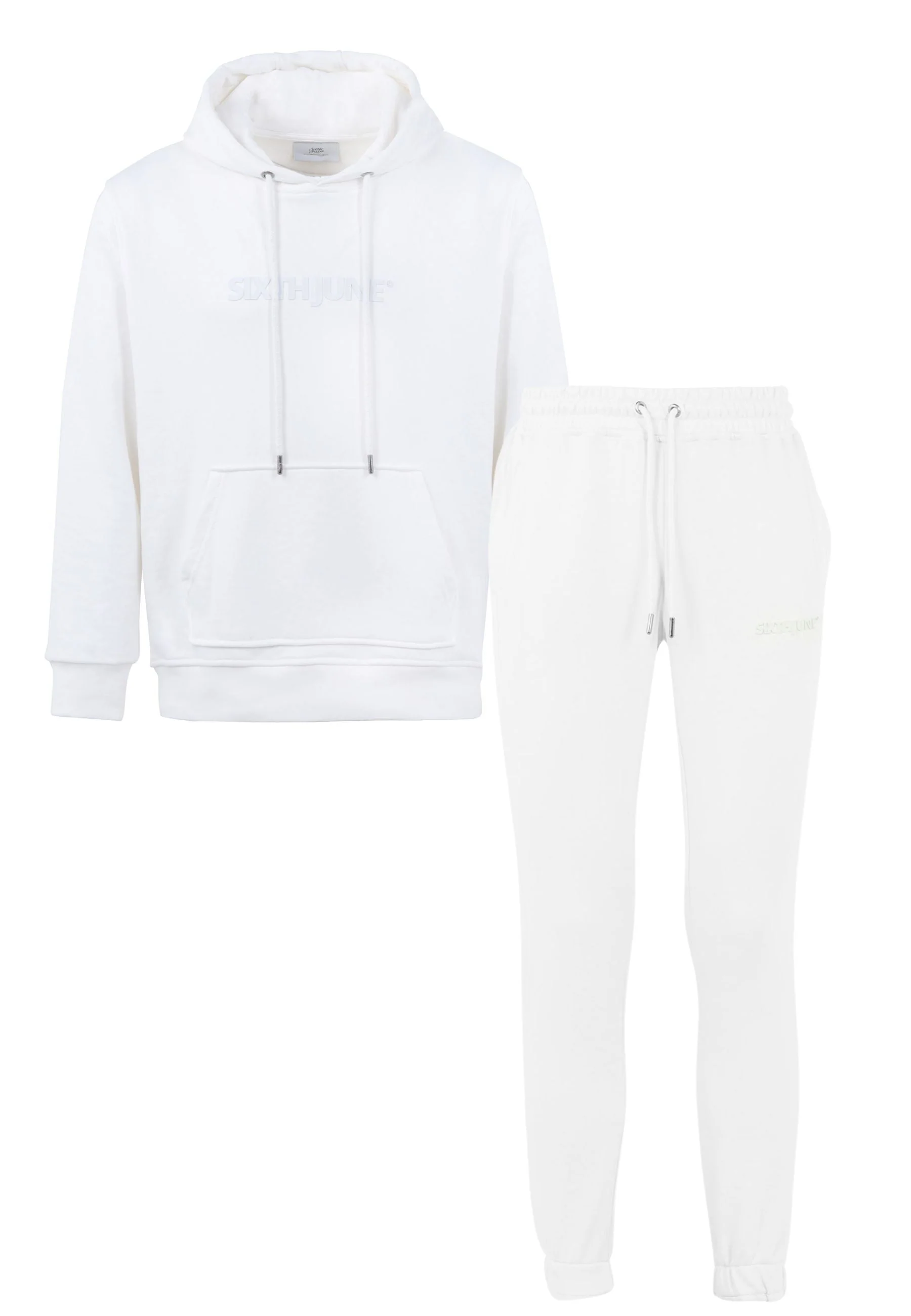 Jogging + sweat capuche logo gommé Blanc