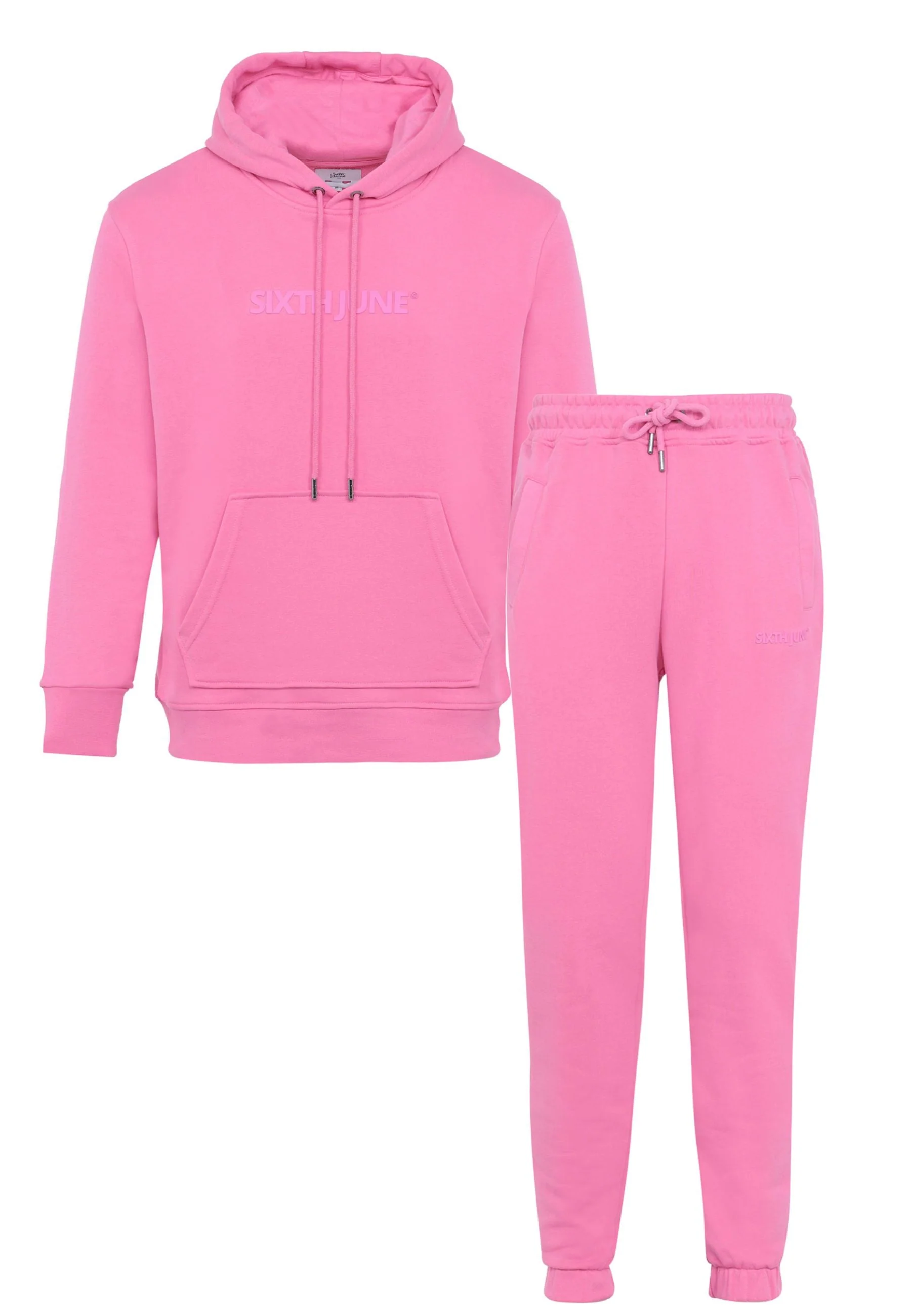 Jogging + sweat capuche logo gommé Rose