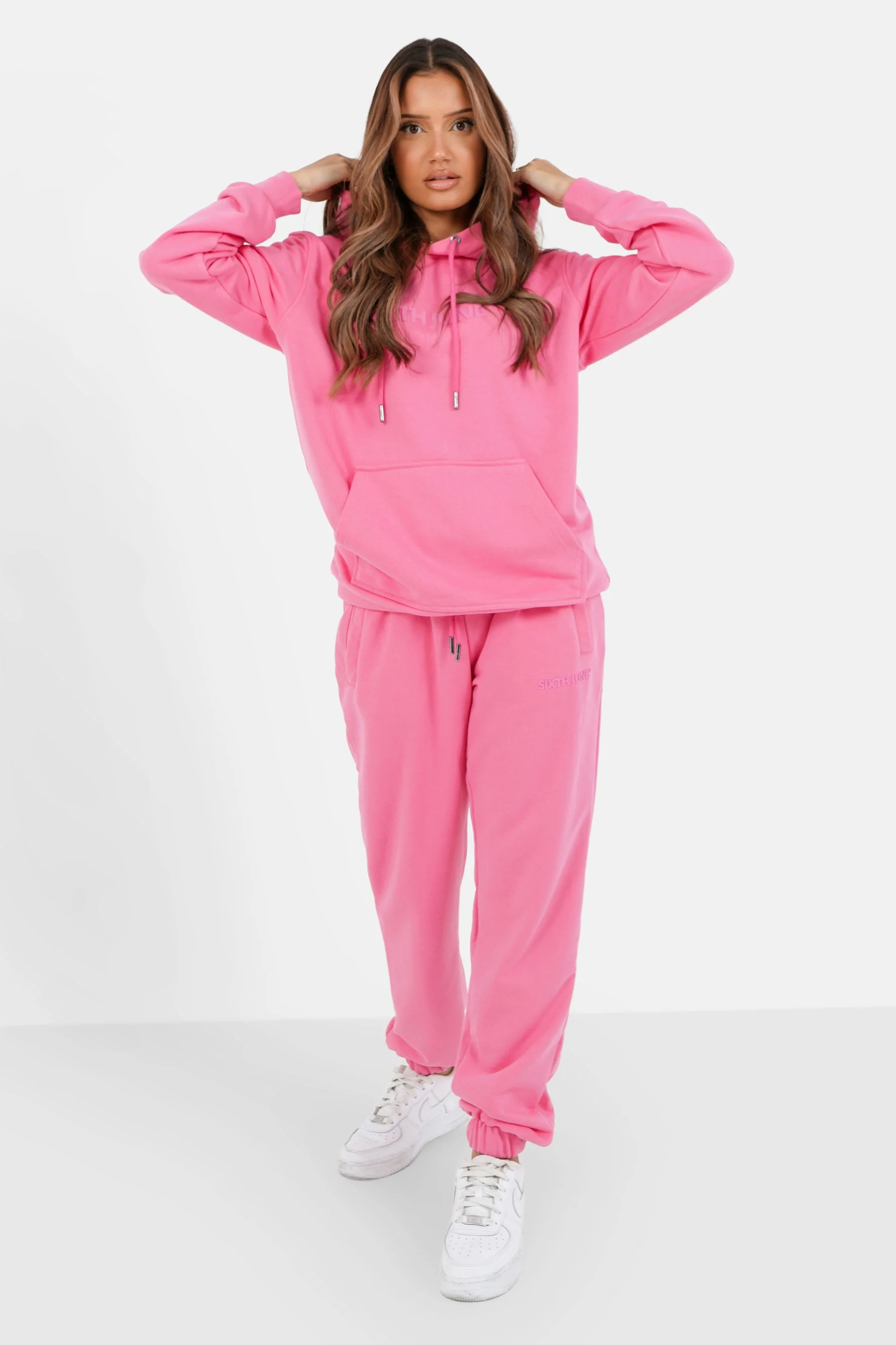 Jogging + sweat capuche logo gommé Rose - Image 6