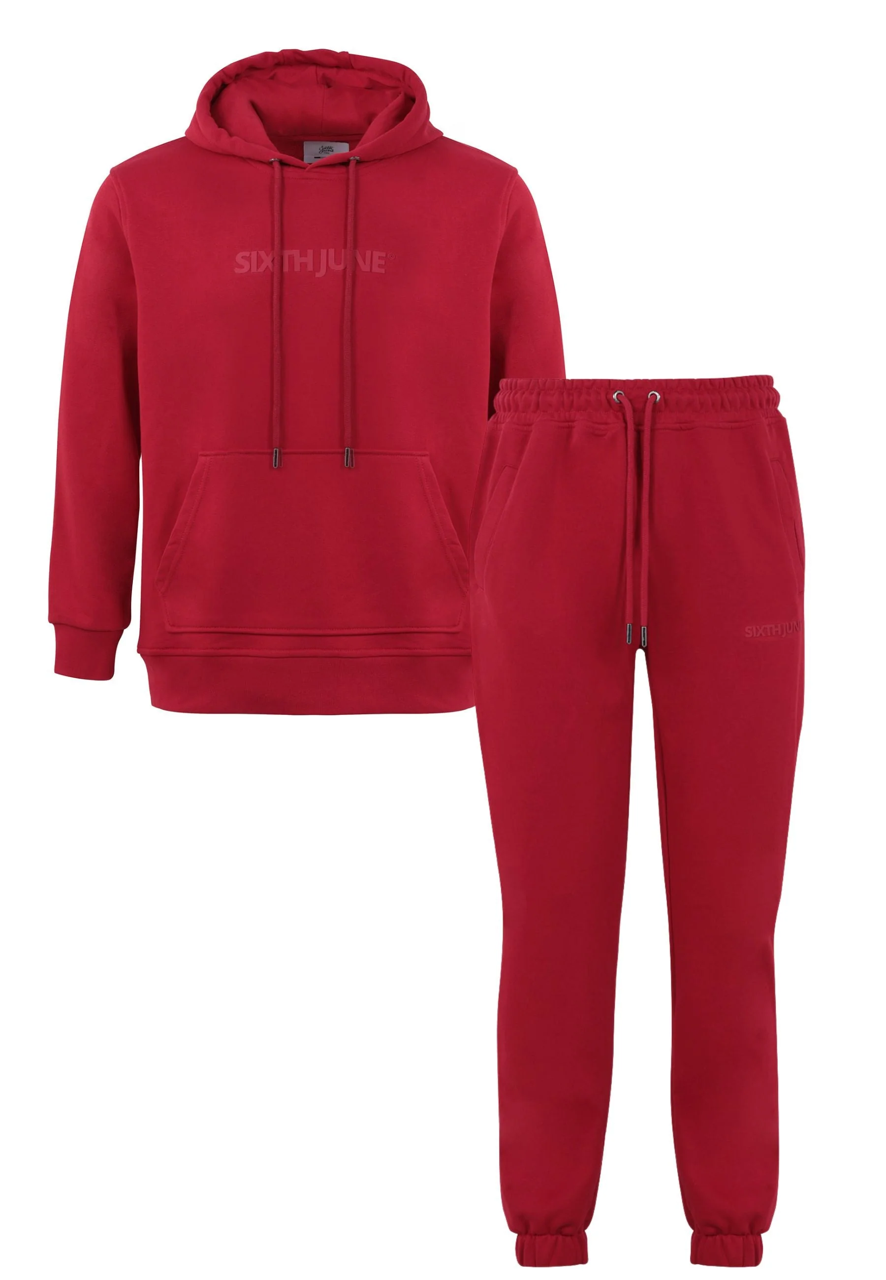 Jogging + sweat capuche logo gommé Rouge