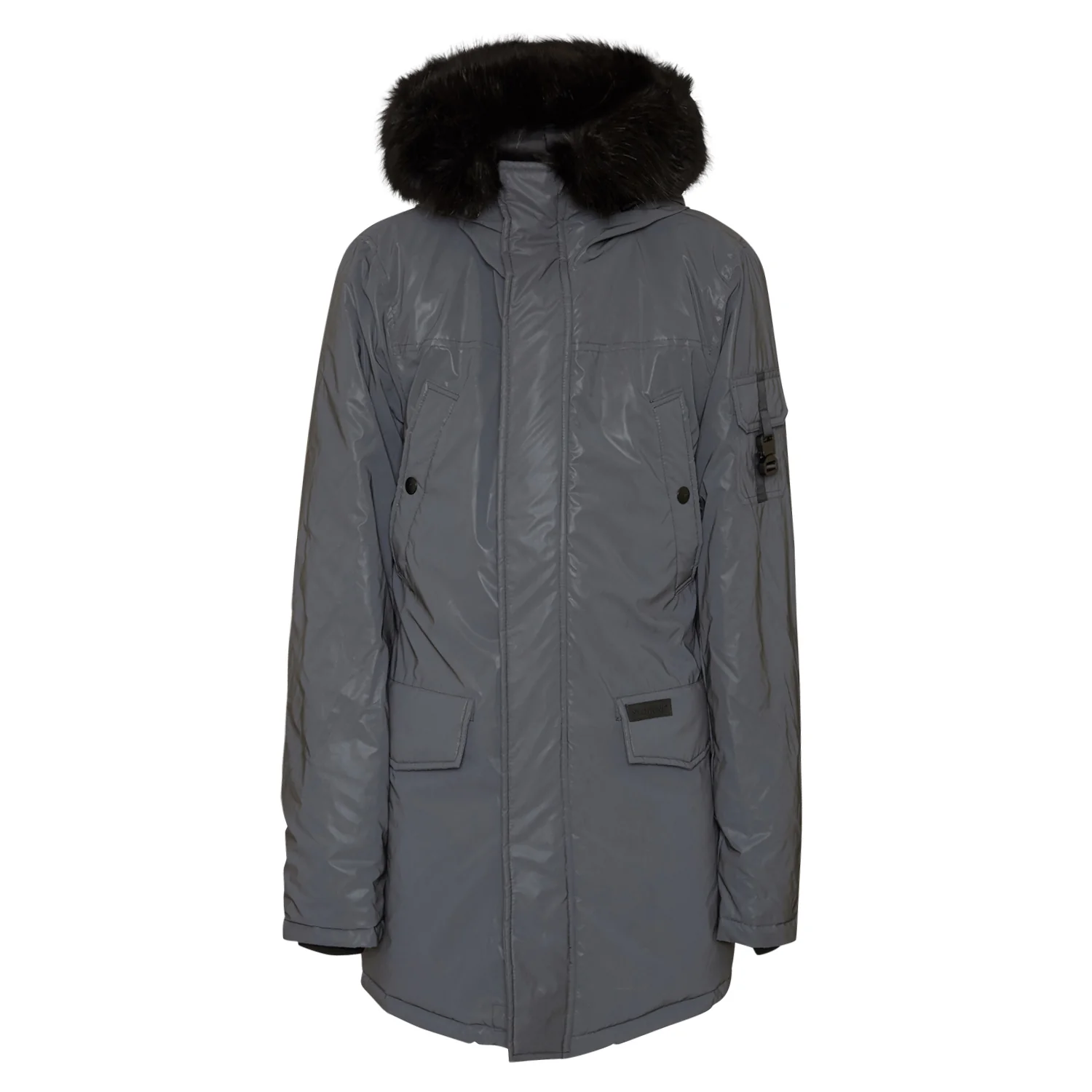 Parka réfléchissante fourrure noir