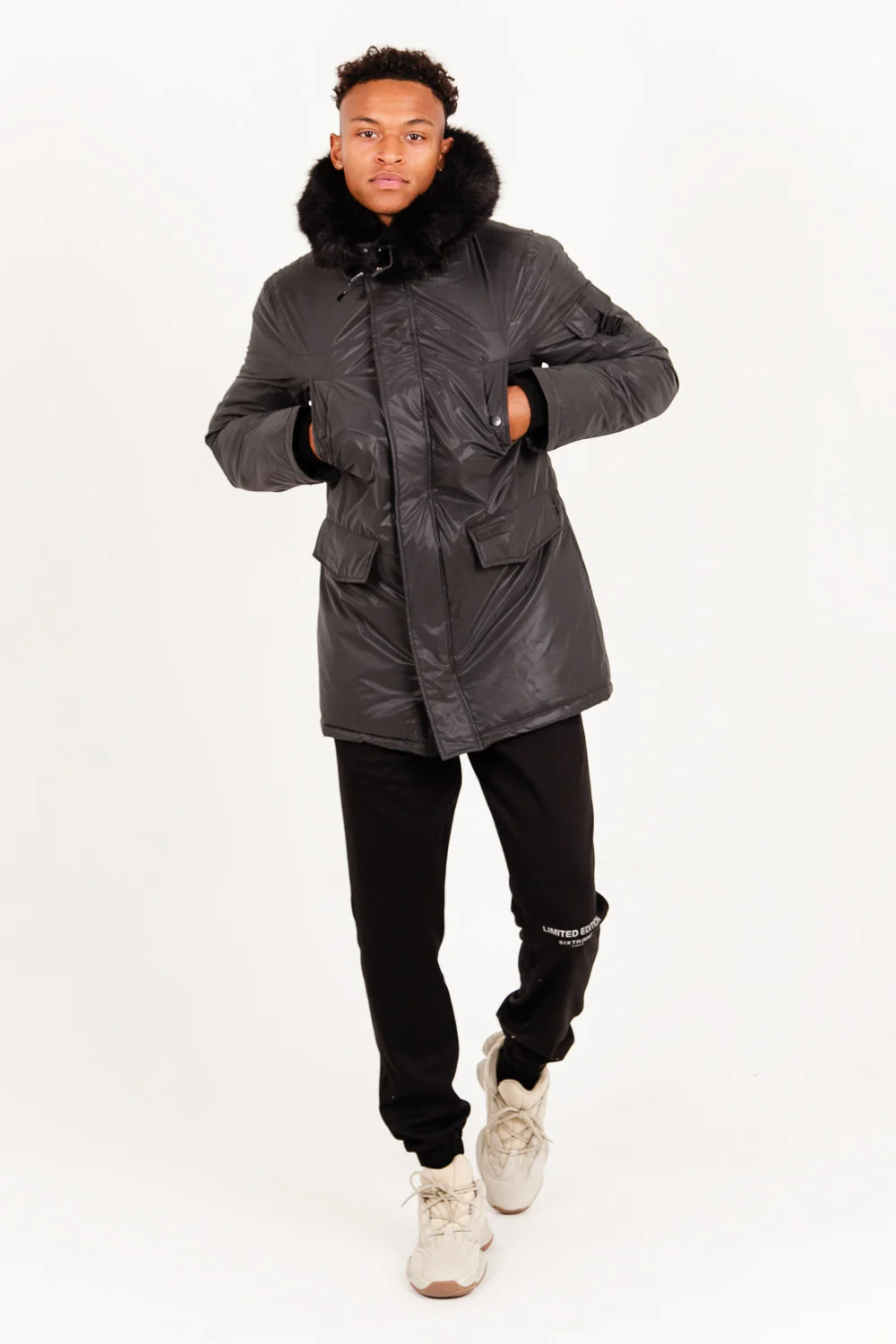 Parka réfléchissante fourrure noir - Image 6