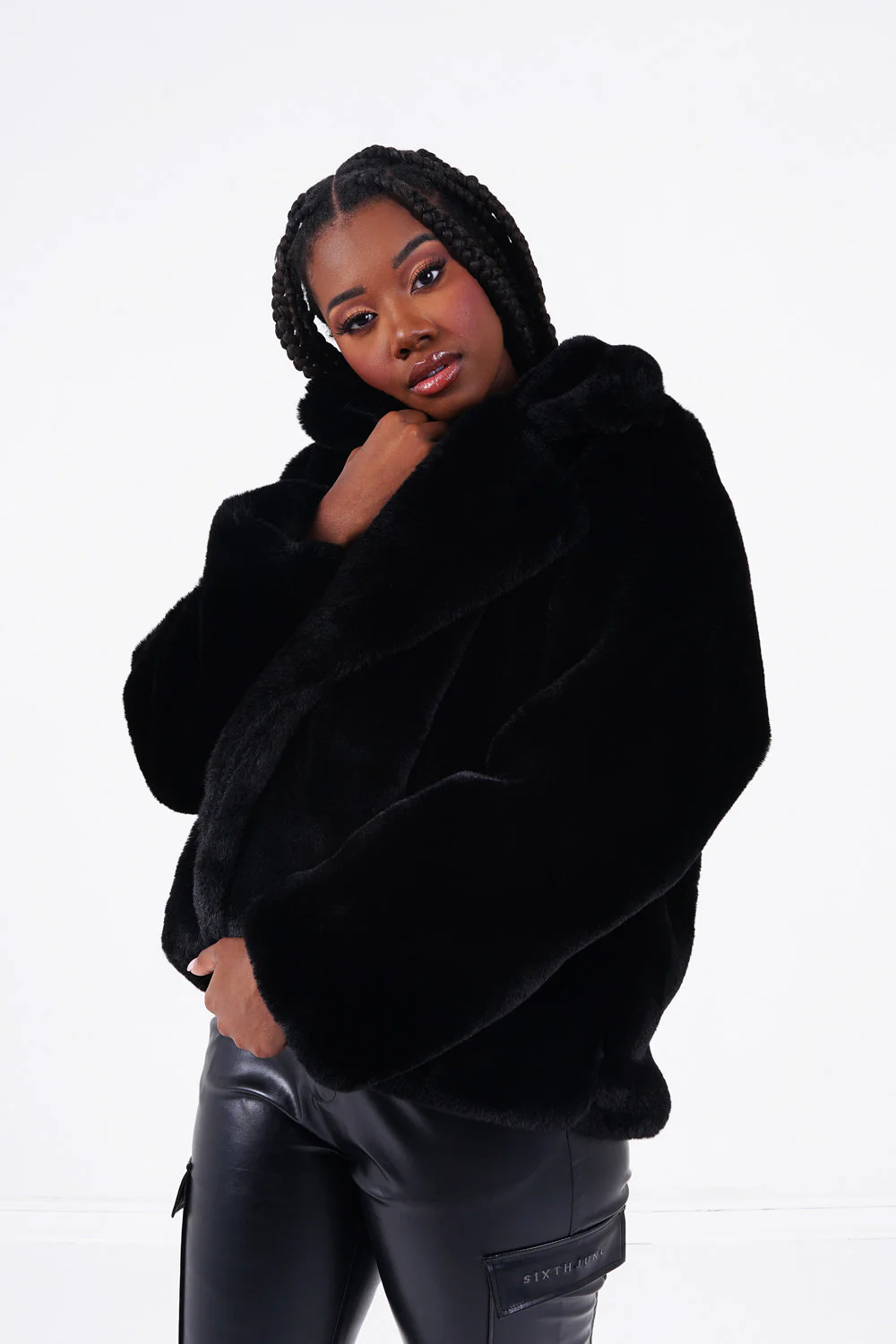 Veste oversize fourrure Noir