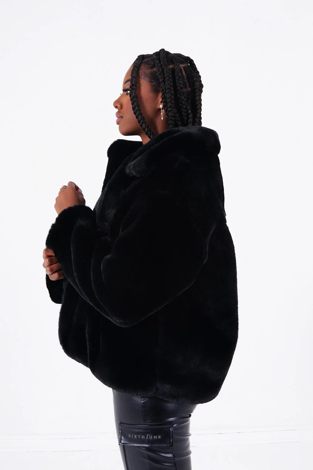 Veste oversize fourrure Noir - Image 3