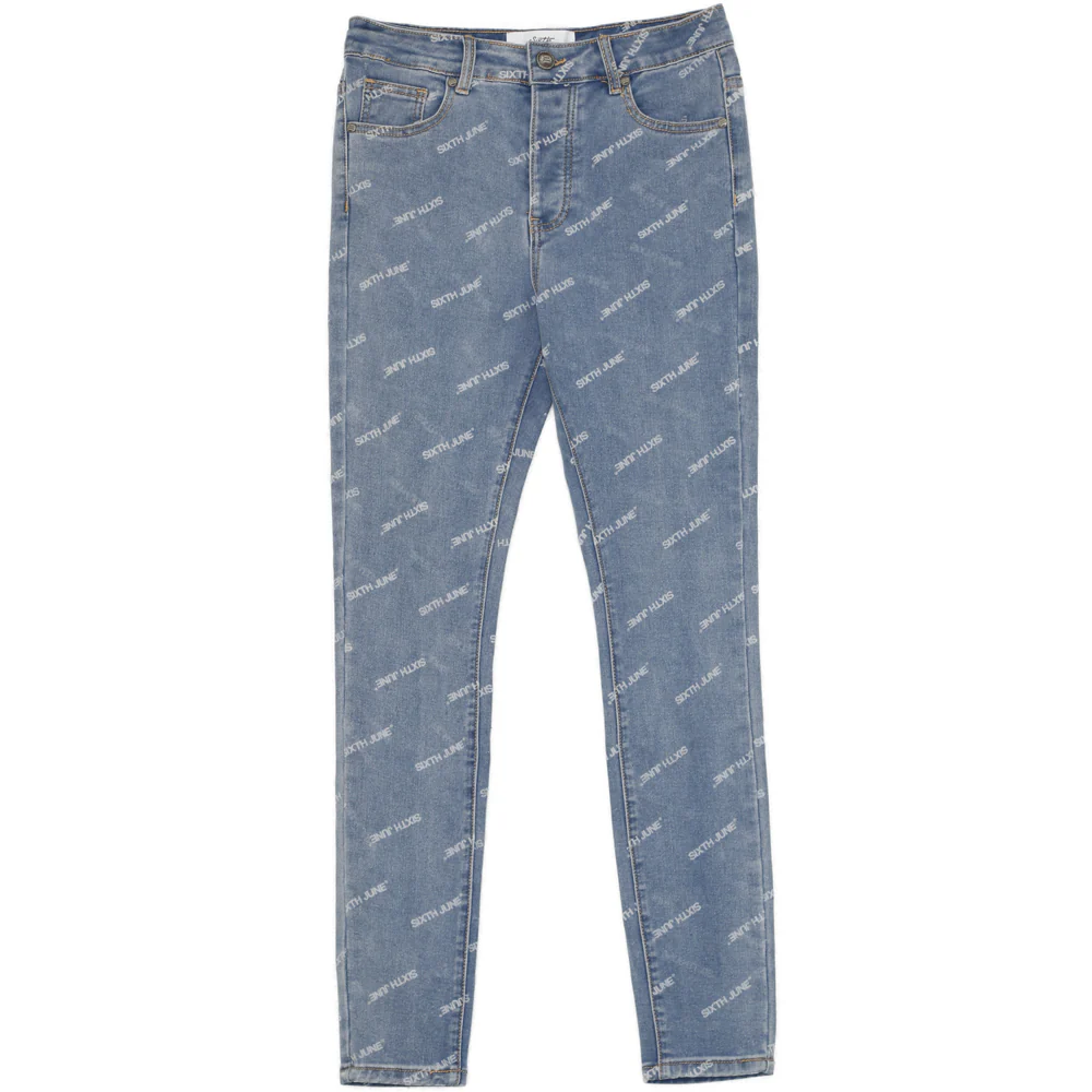 Jean all over logo bleu