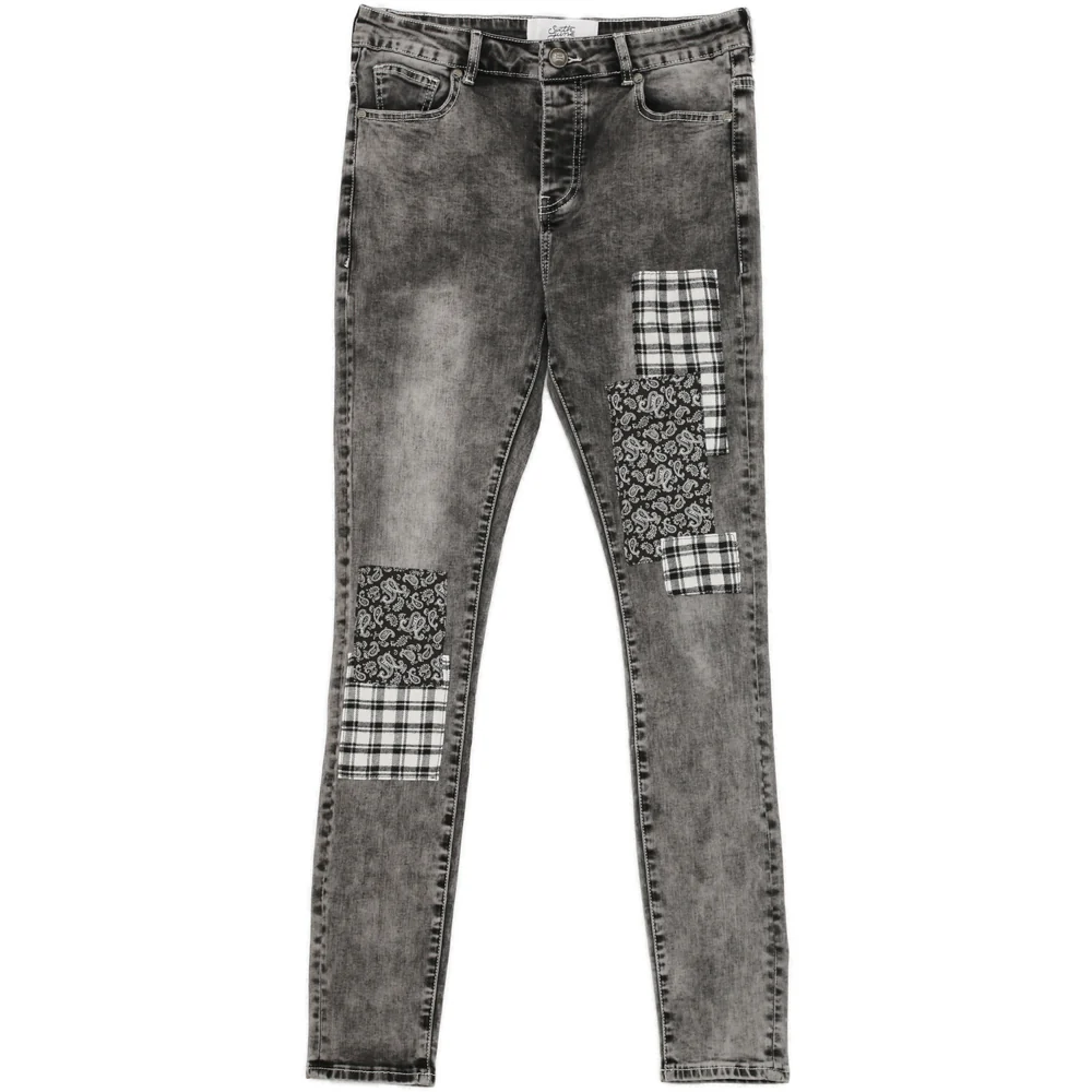 Jean bandana tartan gris